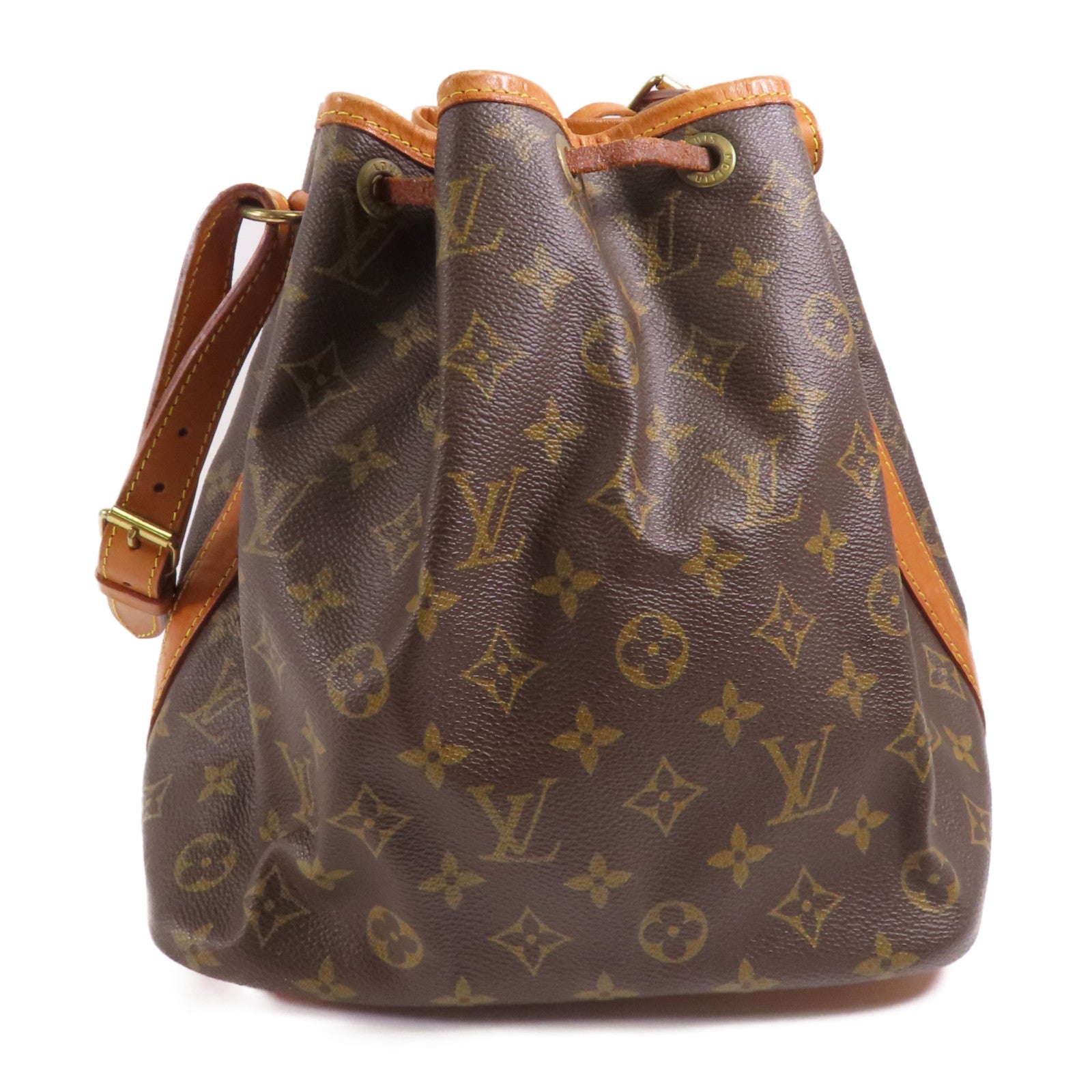 LOUIS VUITTON Monogram Petit Noe金扣肩背袋棕色