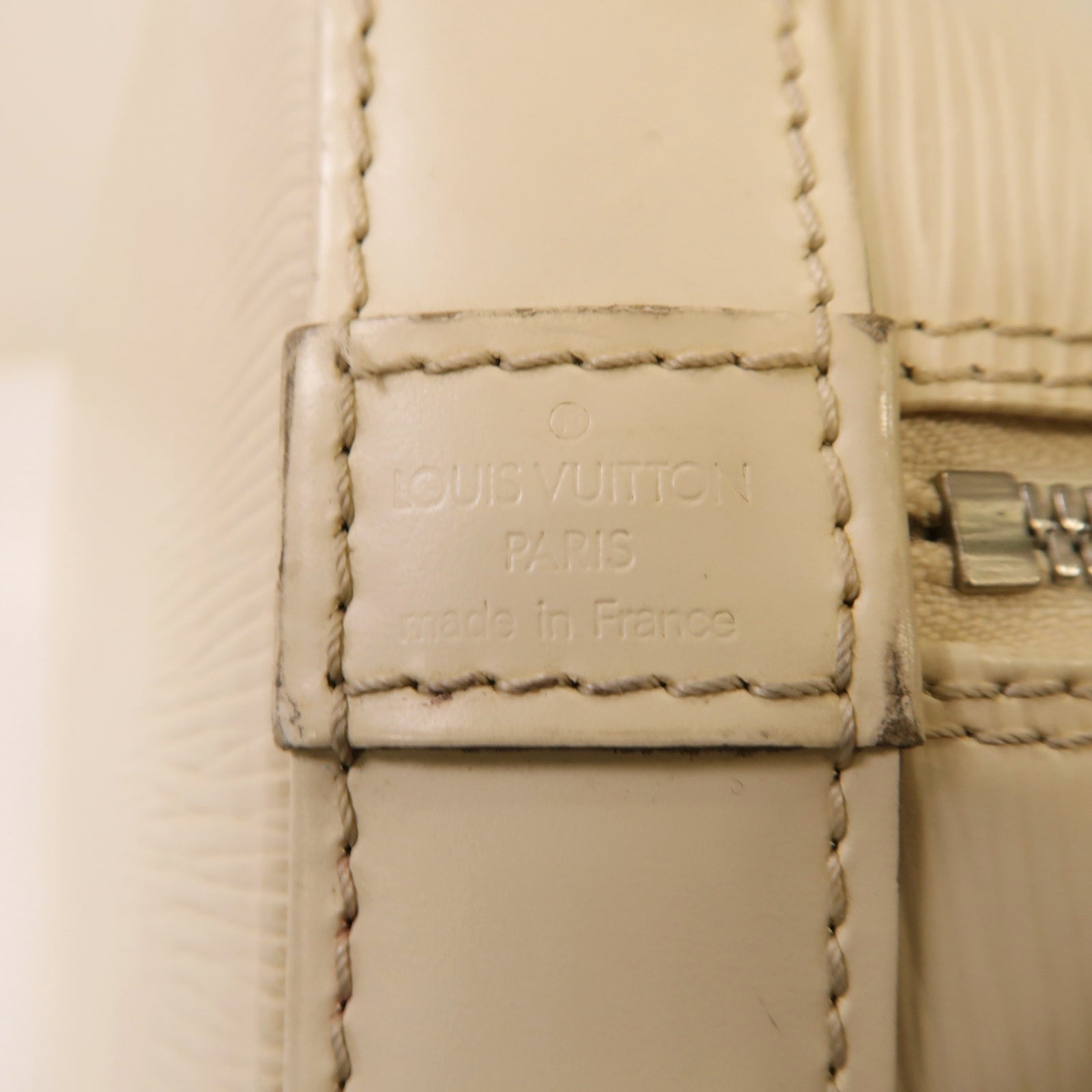 LOUIS VUITTON Epi Alma PM銀扣手挽袋白色