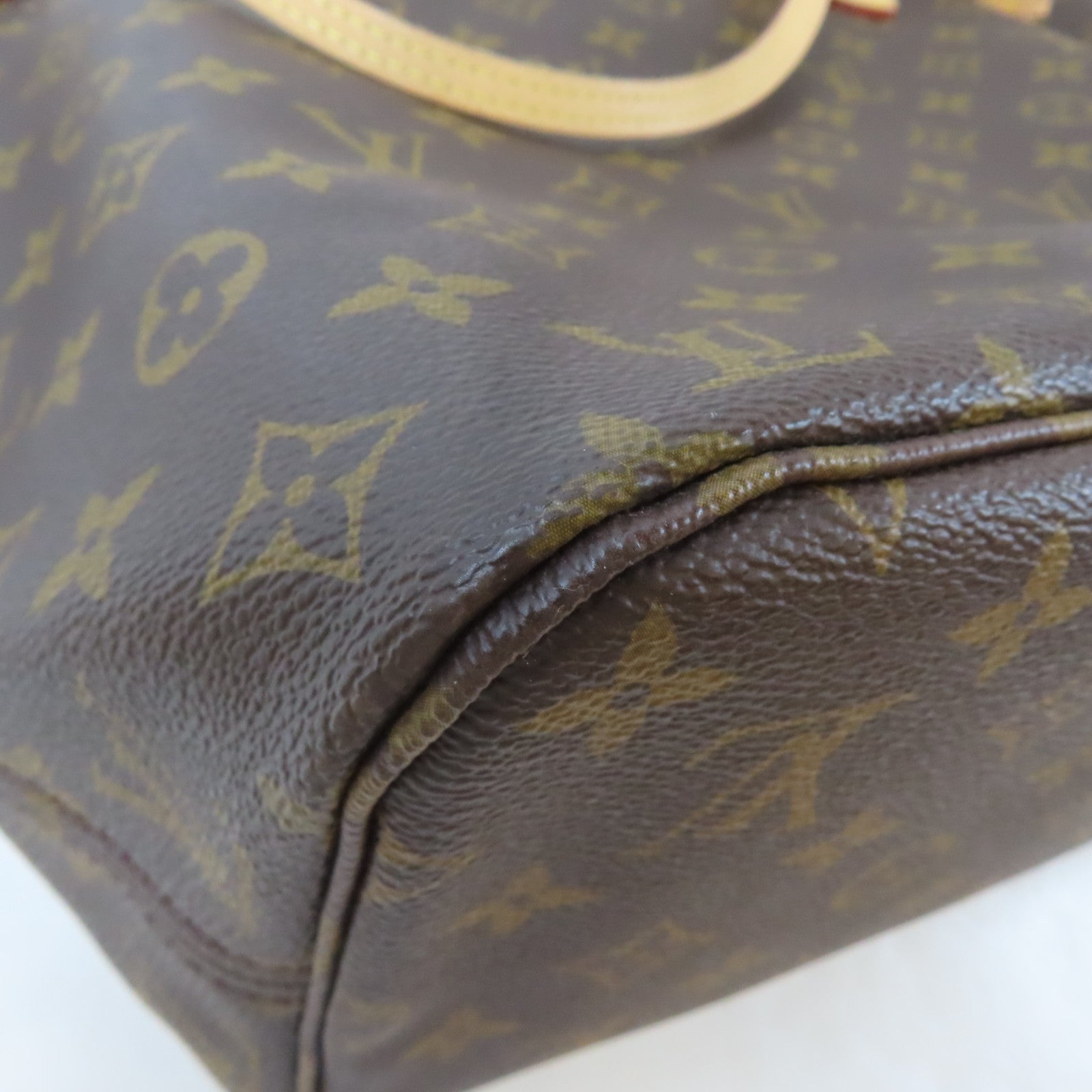 LOUIS VUITTON Monogram Neverfull MM金扣手挽袋啡色