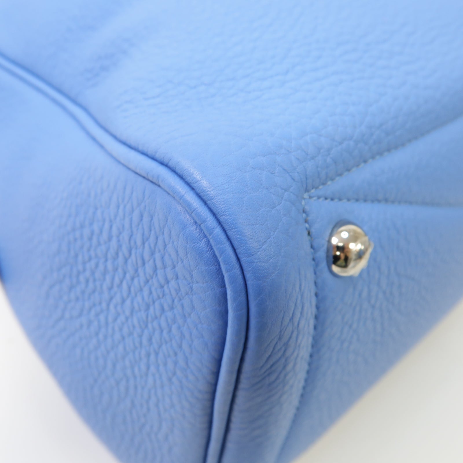 HERMES Clemence皮革Victoria Hand Bag銀扣手挽袋Bleu Paradise藍色