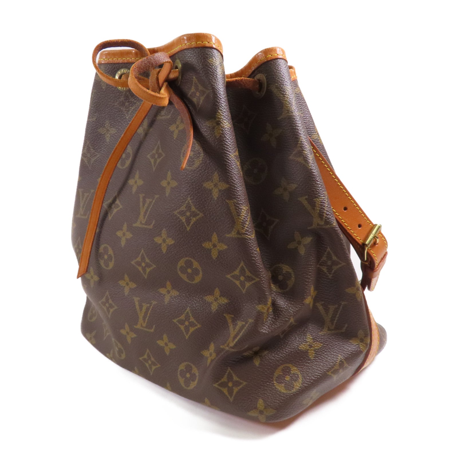 LOUIS VUITTON Monogram Petit Noe金扣肩背袋棕色