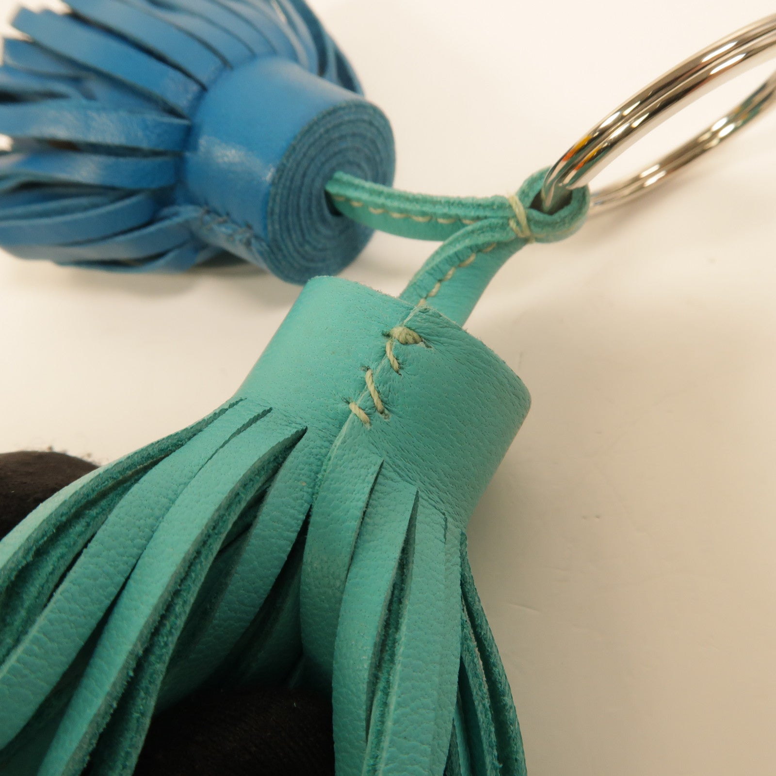 HERMES Milo皮革Carmen Uno-Dos掛飾Bleu lzmir/Lagon
