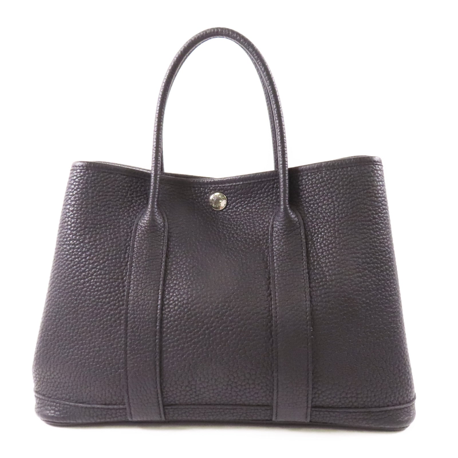 HERMES Negonda皮革Garden Party TPM銀扣手挽袋Noir