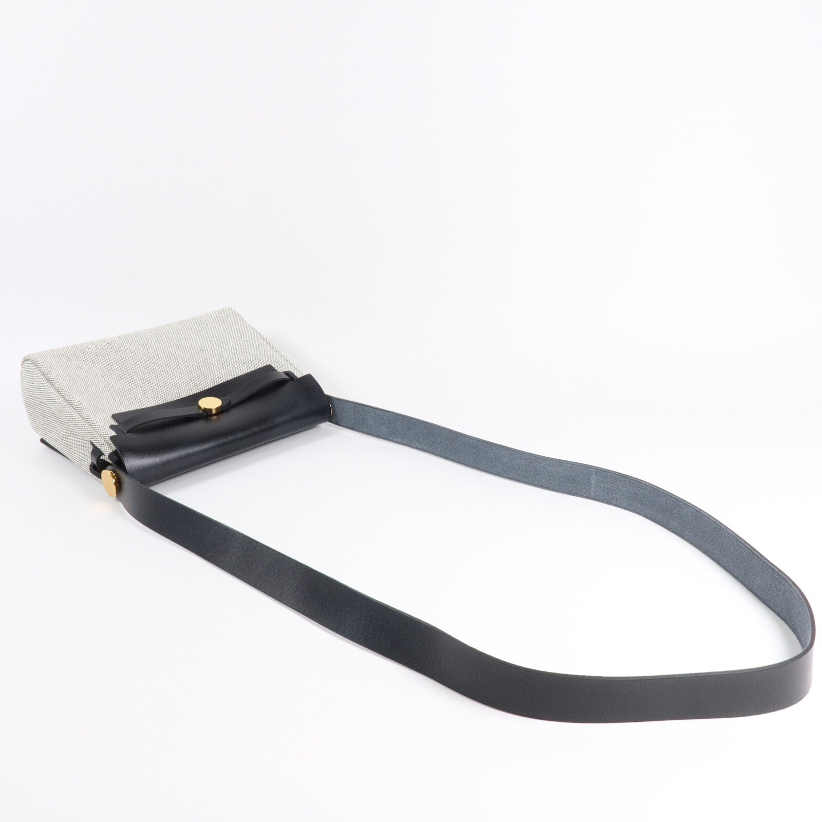 HERMES 帆布/Hunter皮革Mini Herbag肩背袋Ecru/Noir