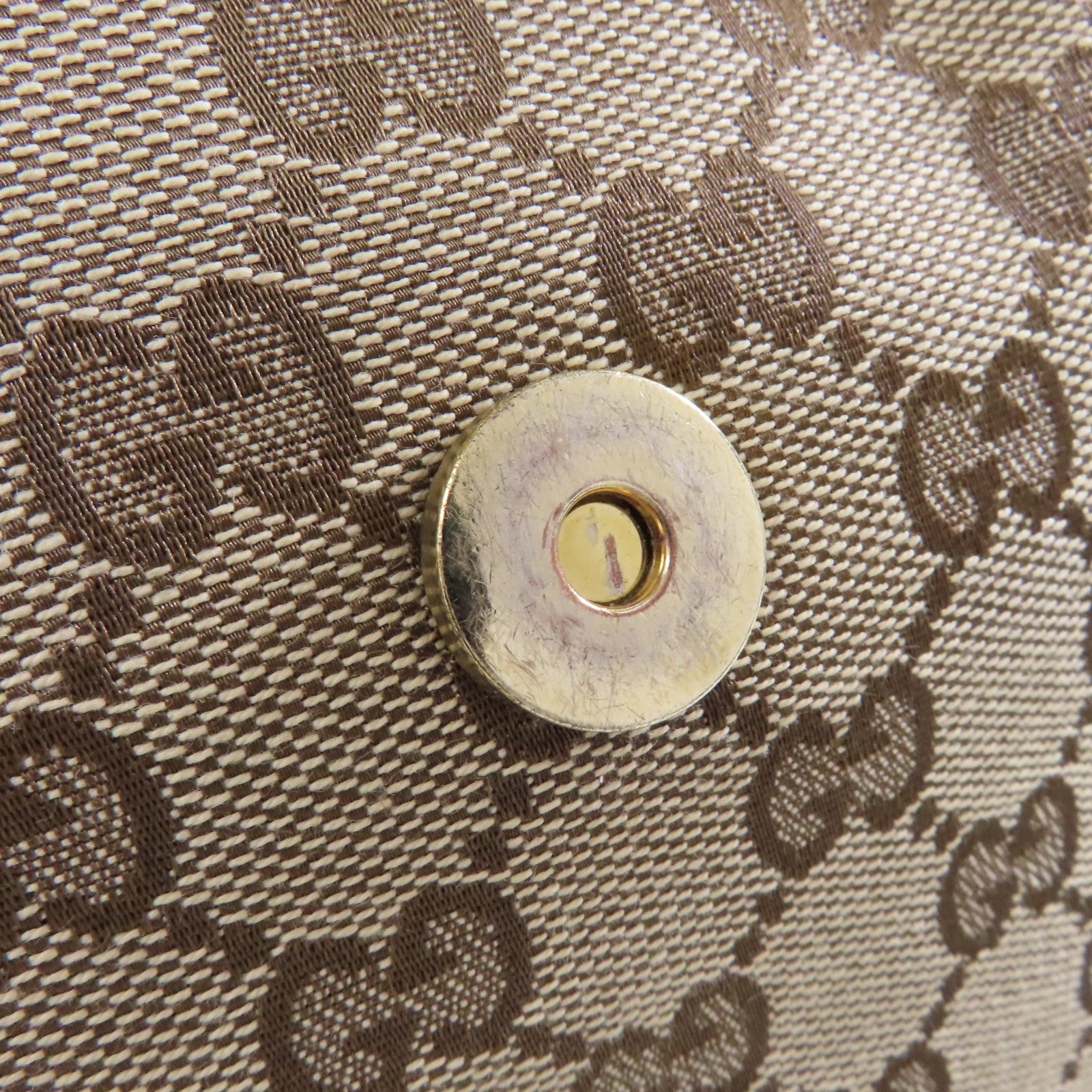 GUCCI 帆布Shoulder Bag金扣手挽袋棕色