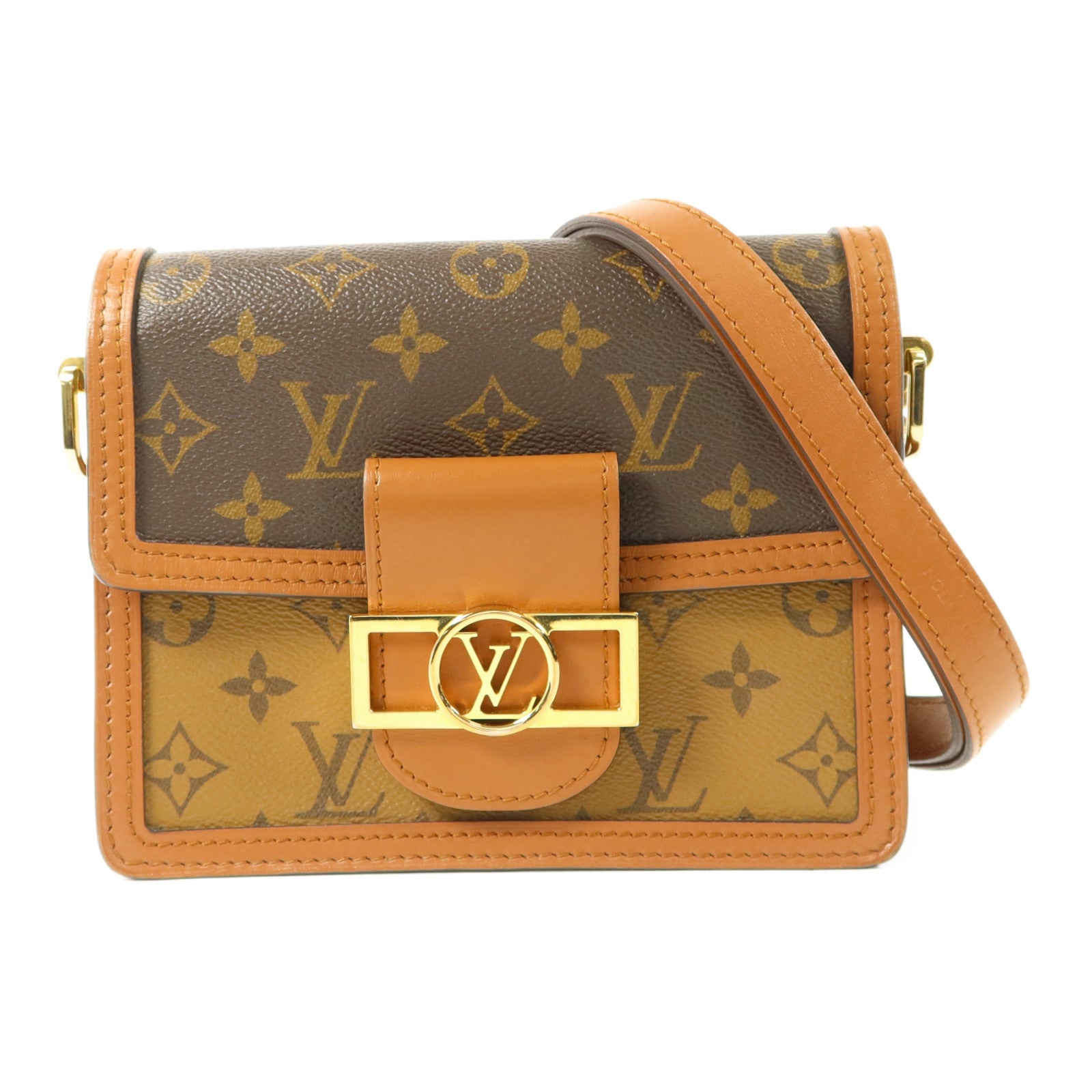 LOUIS VUITTON Monogram Reverse Mini Dauphine金扣肩背袋