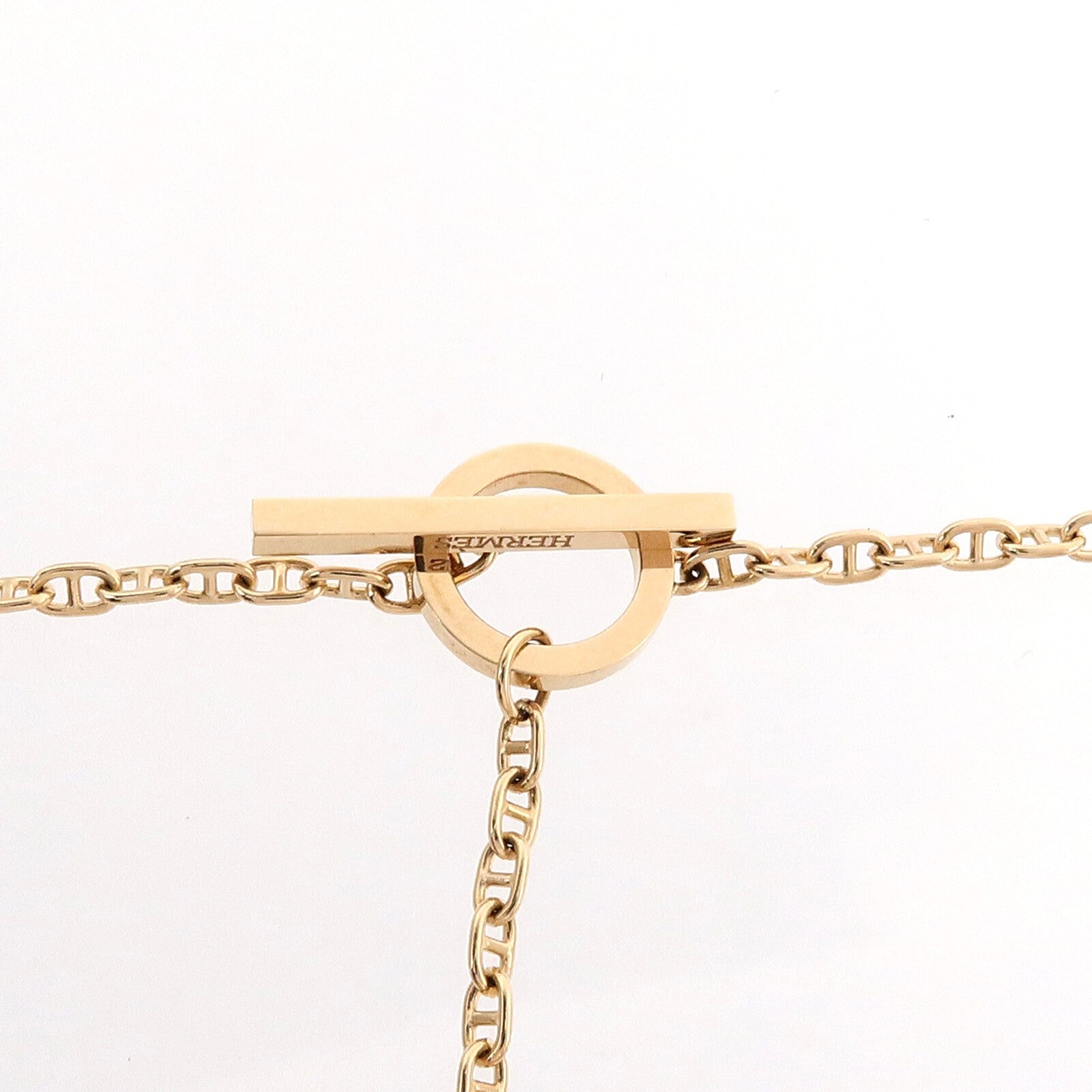 HERMES 18K玫瑰金Chaine D'ancre Contour Pendant項鍊