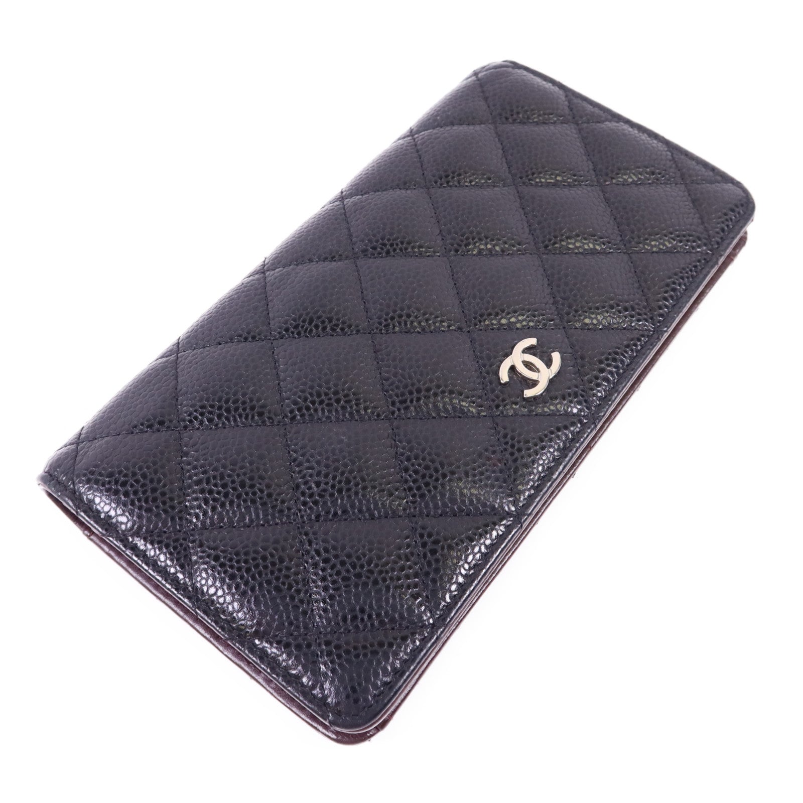 CHANEL 牛皮皮革Bifold Long Wallet銀扣長錢包