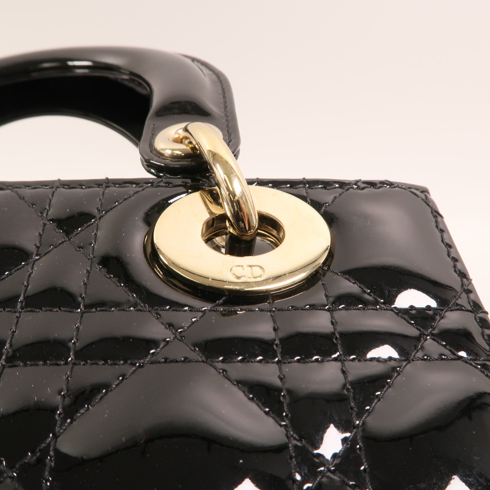 Dior 漆皮皮革Lady Dior Small金扣手挽袋