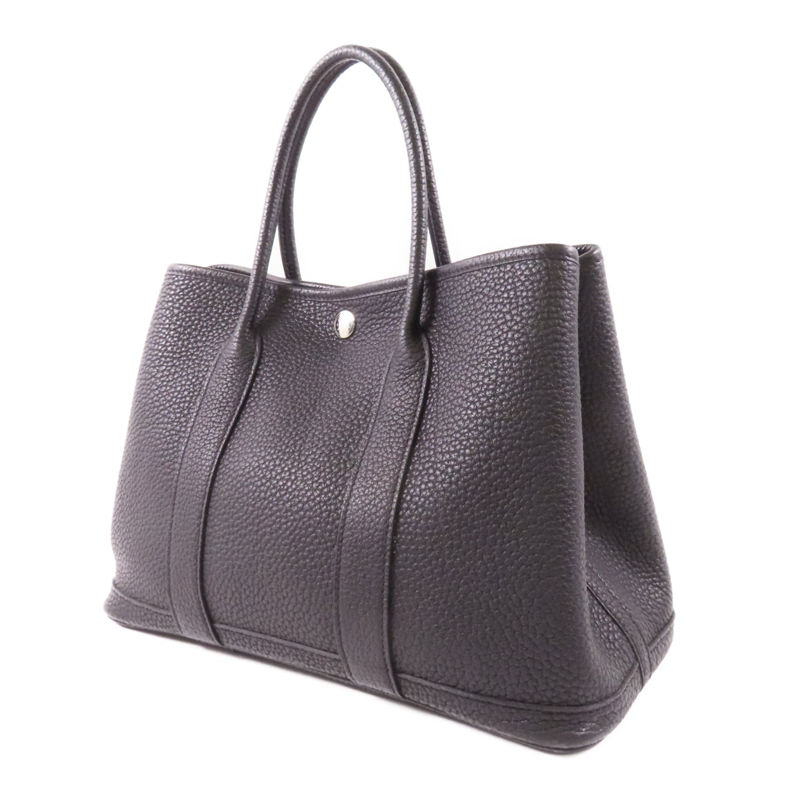 HERMES Negonda皮革Garden Party TPM銀扣手挽袋Noir