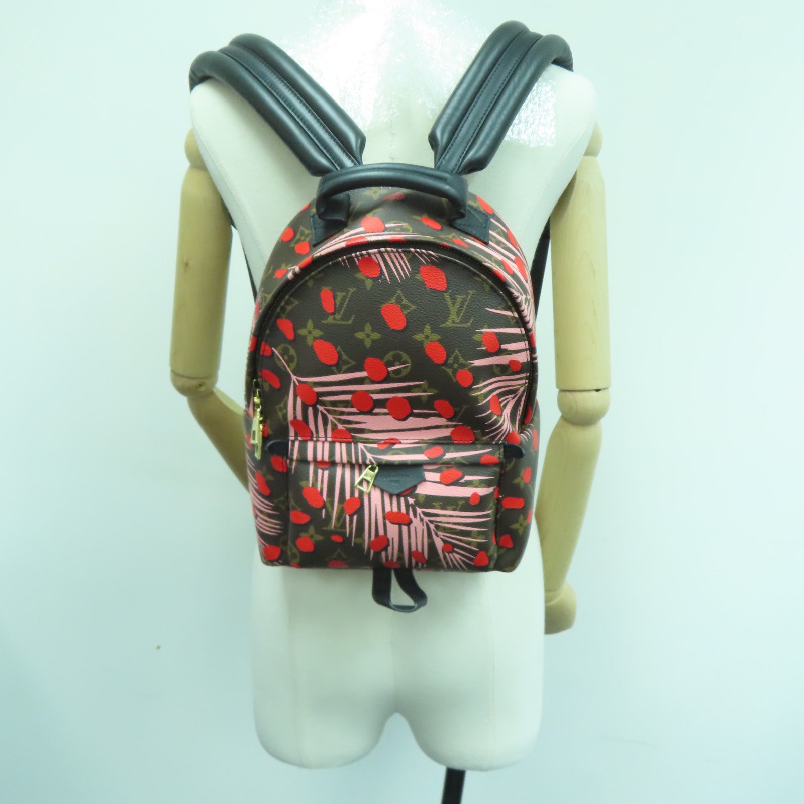 LOUIS VUITTON Monogram Jungle Dot Palm Spring PM金扣背包啡色粉红色