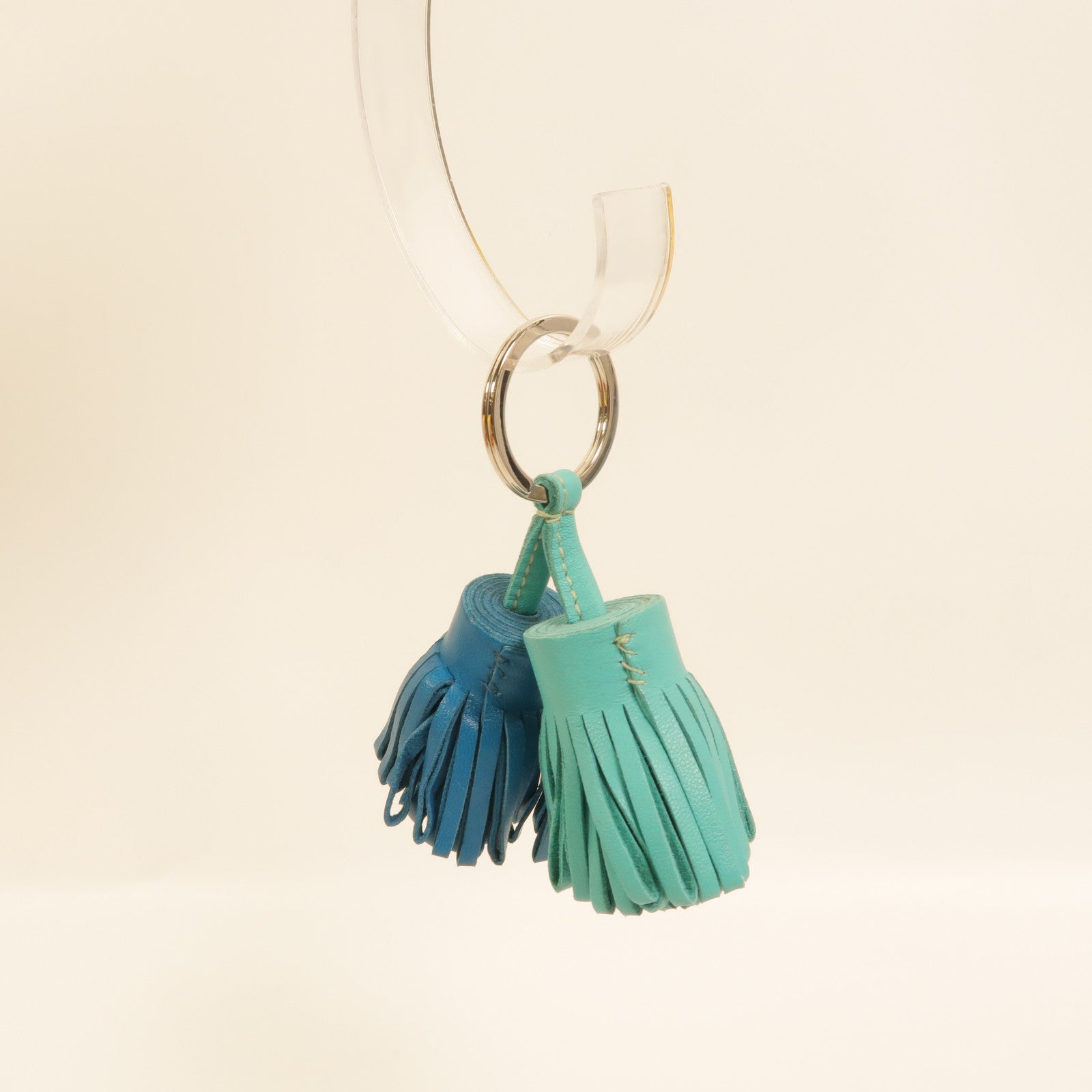 HERMES Milo皮革Carmen Uno-Dos掛飾Bleu lzmir/Lagon
