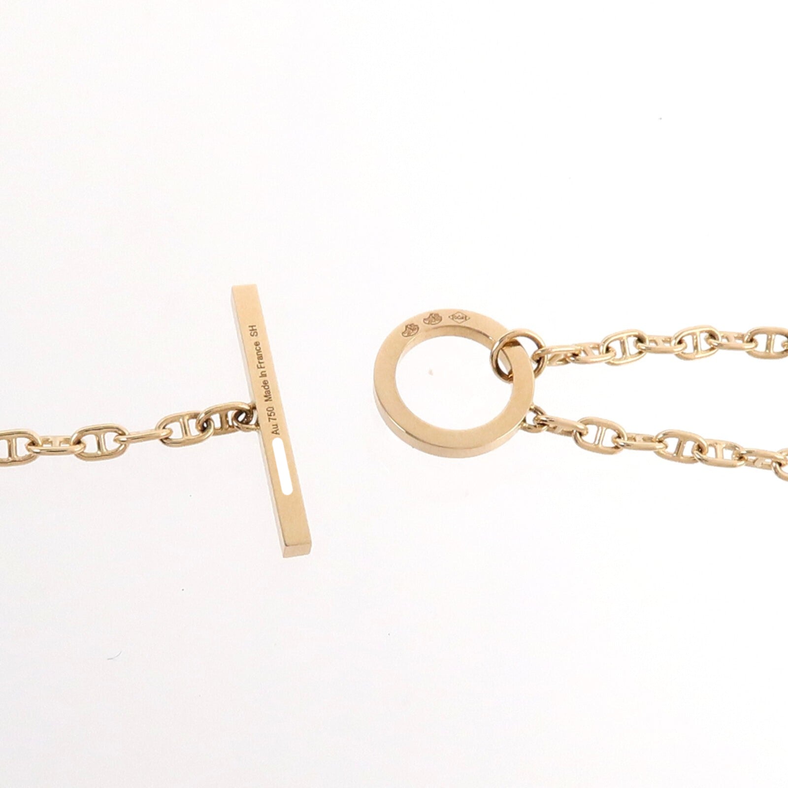 HERMES 18K玫瑰金Chaine D'ancre Contour Pendant項鍊