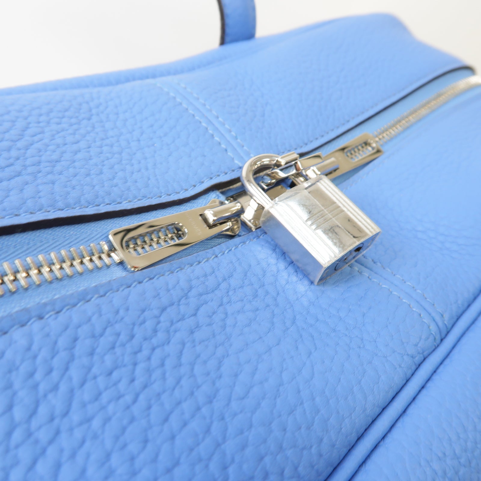 HERMES Clemence皮革Victoria Hand Bag銀扣手挽袋Bleu Paradise藍色