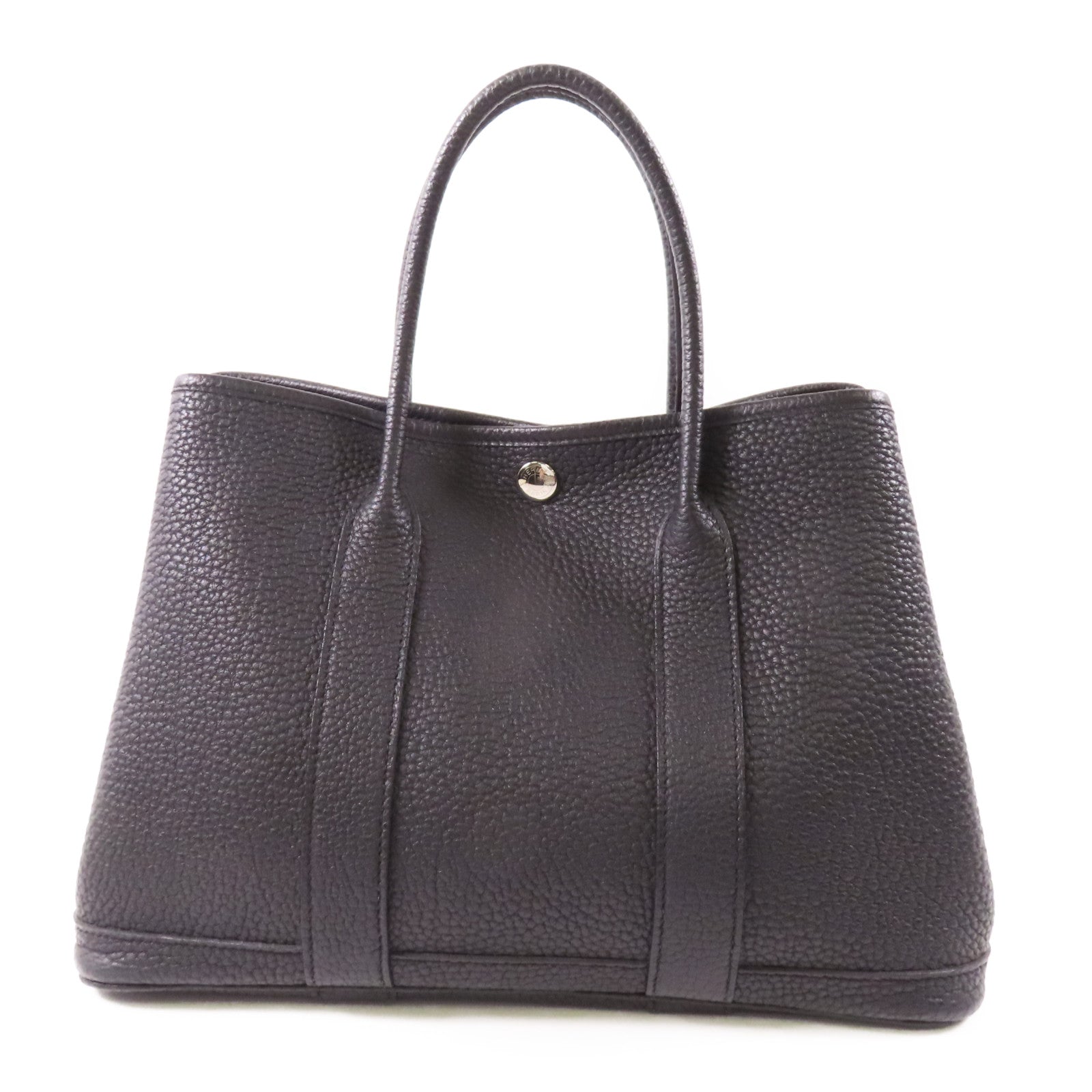 HERMES Negonda皮革Garden Party TPM銀扣手挽袋Noir