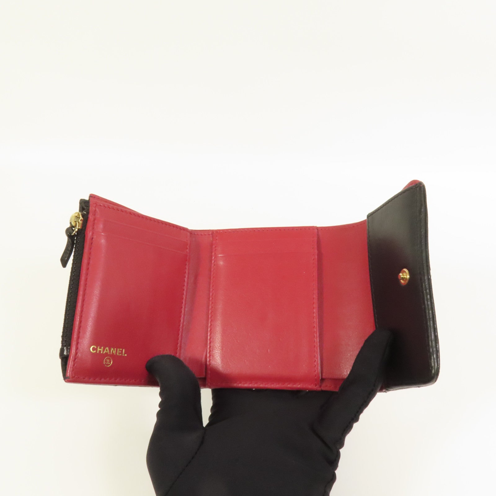 CHANEL 羊皮皮革C19 Wallet金扣錢包