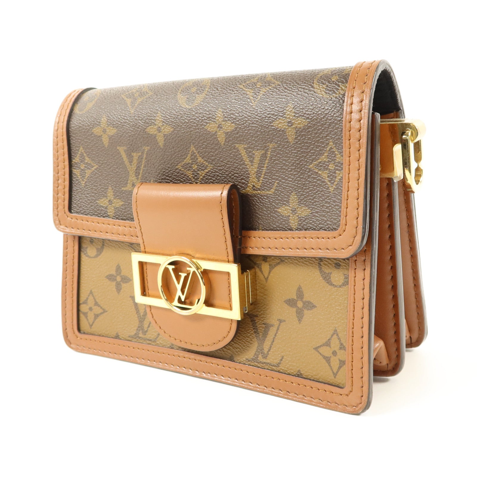 LOUIS VUITTON Monogram Reverse Mini Dauphine金扣肩背袋