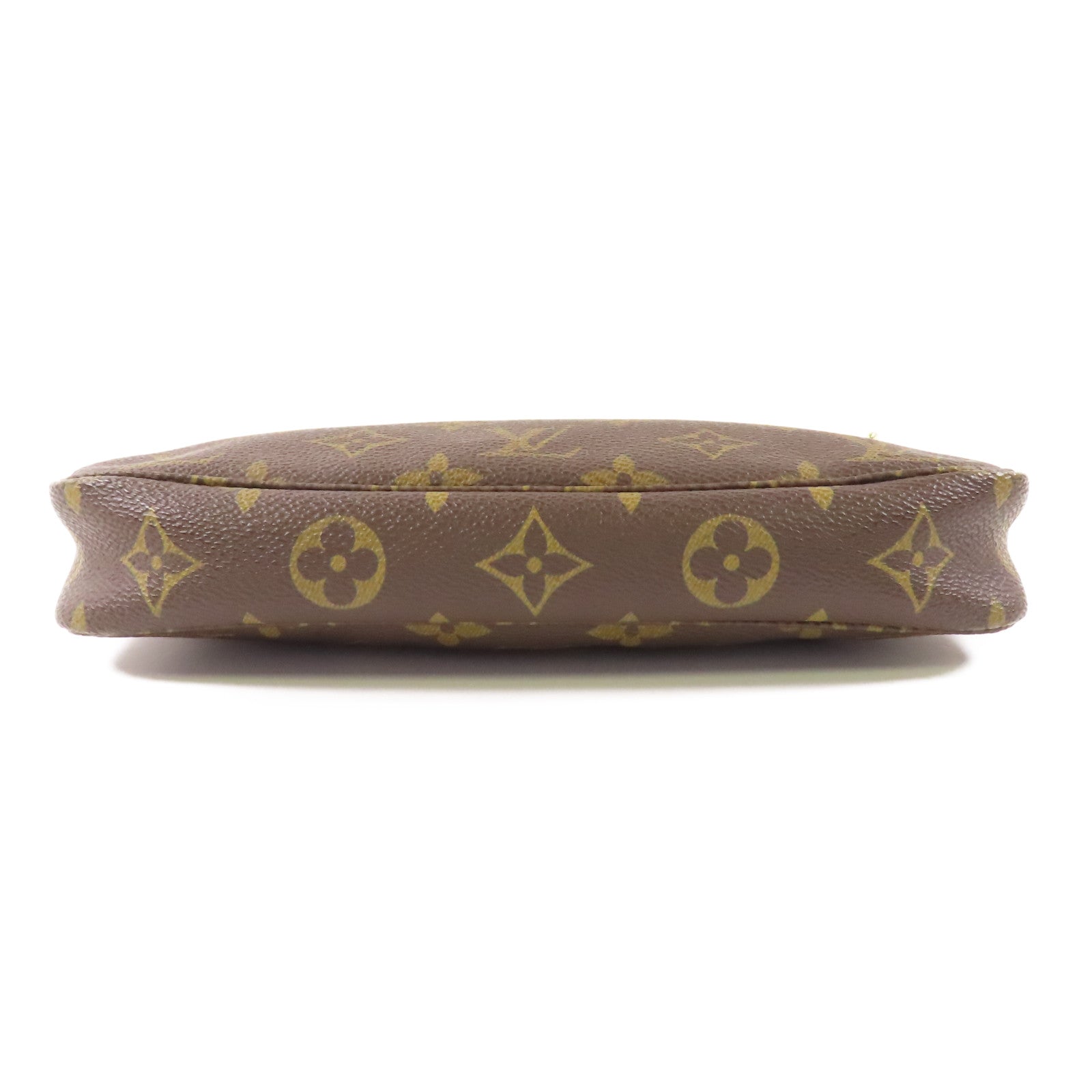 LOUIS VUITTON Monogram Pochette Accessoires金扣手挽袋棕色