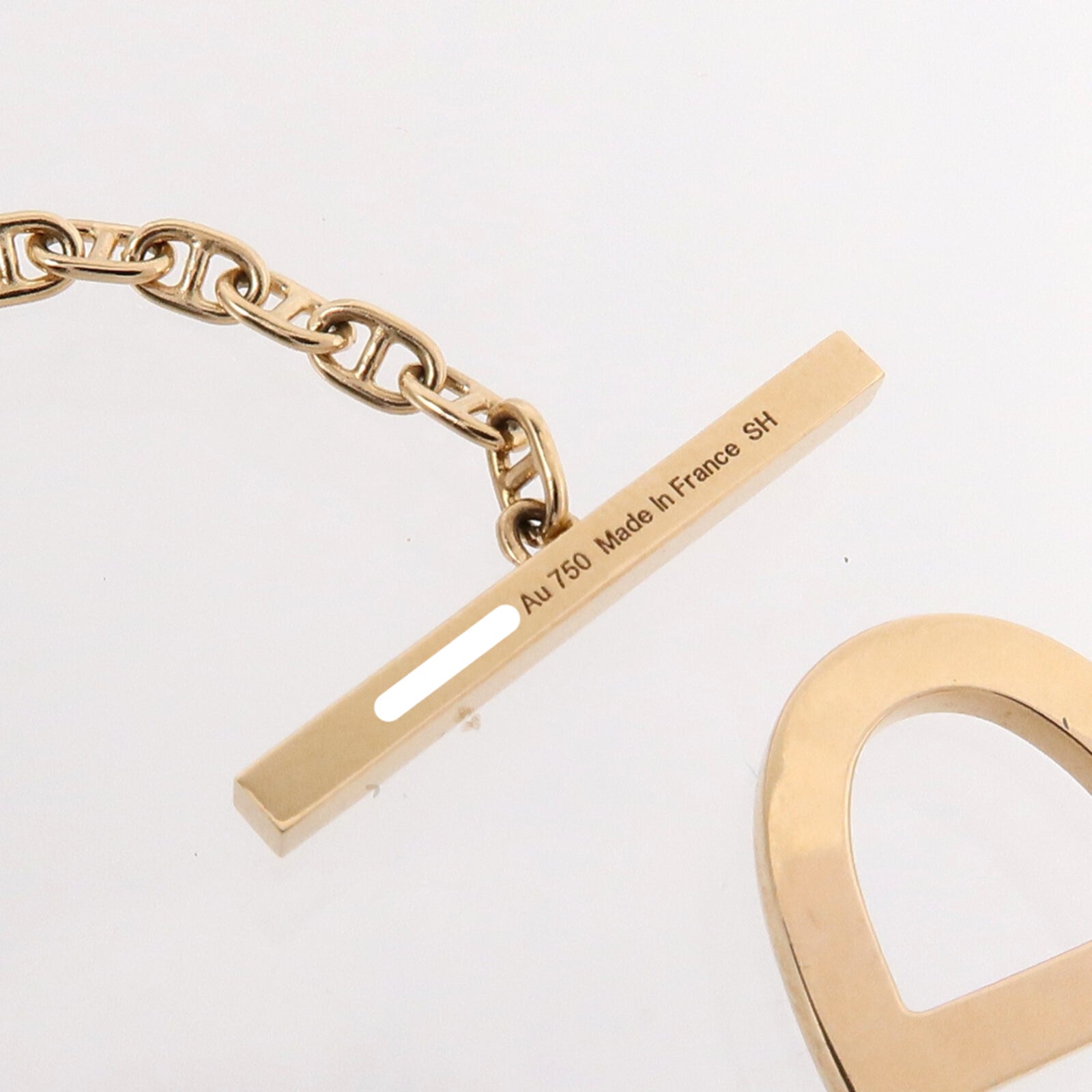 HERMES 18K玫瑰金Chaine D'ancre Contour Pendant項鍊