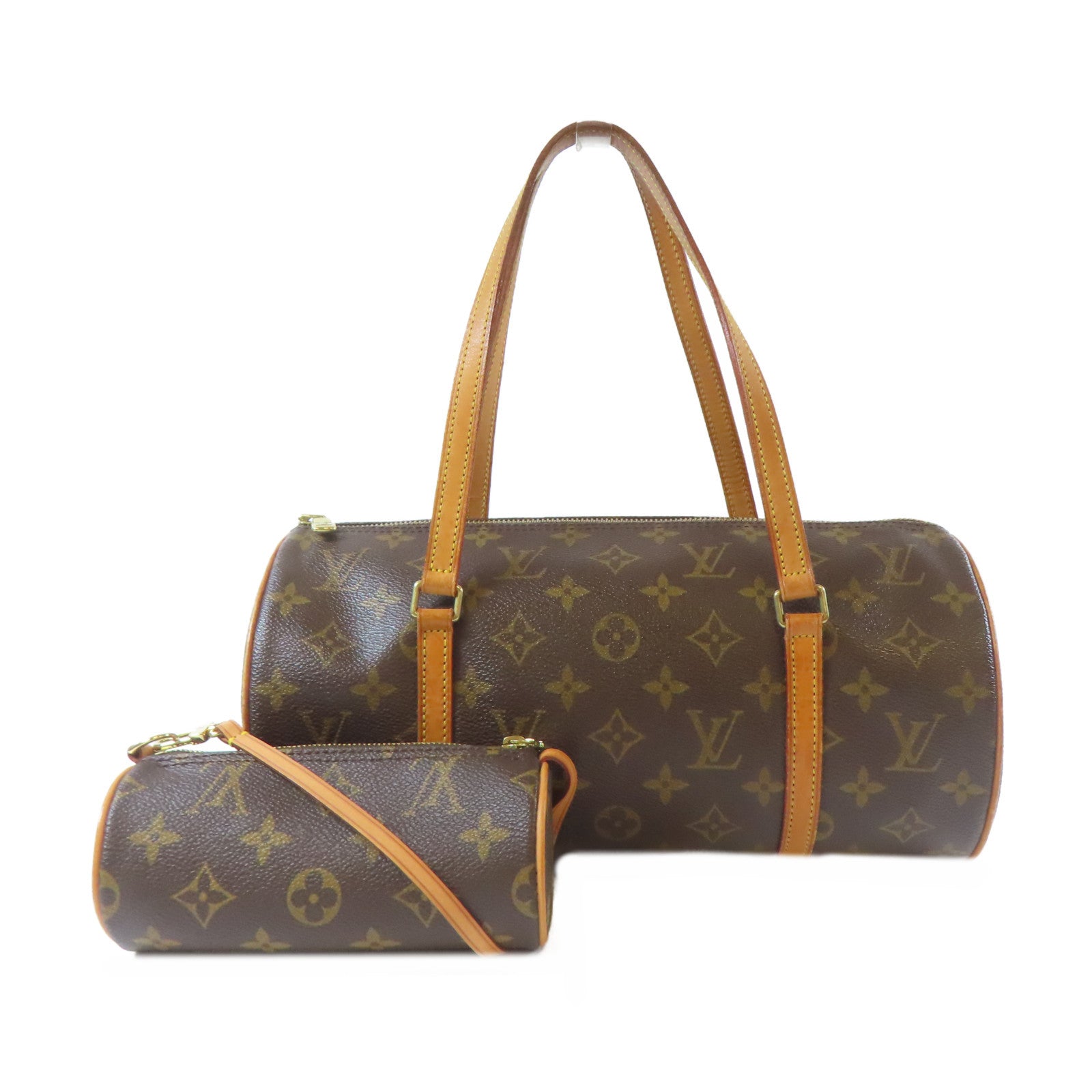 LOUIS VUITTON Monogram Papillon GM金扣手挽袋啡色