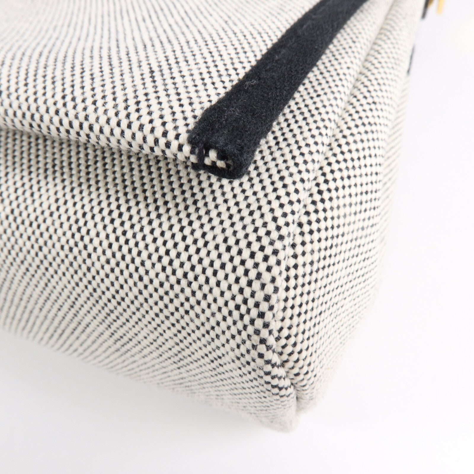 HERMES 帆布/Hunter皮革Mini Herbag肩背袋Ecru/Noir