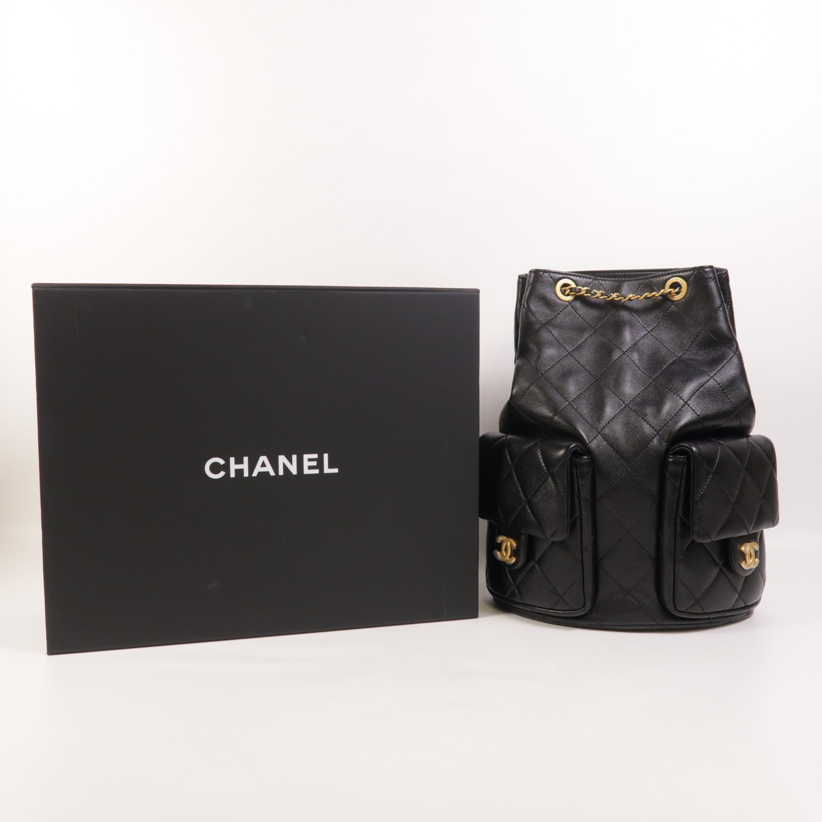 CHANEL 羊皮皮革25C Backpack金扣背包