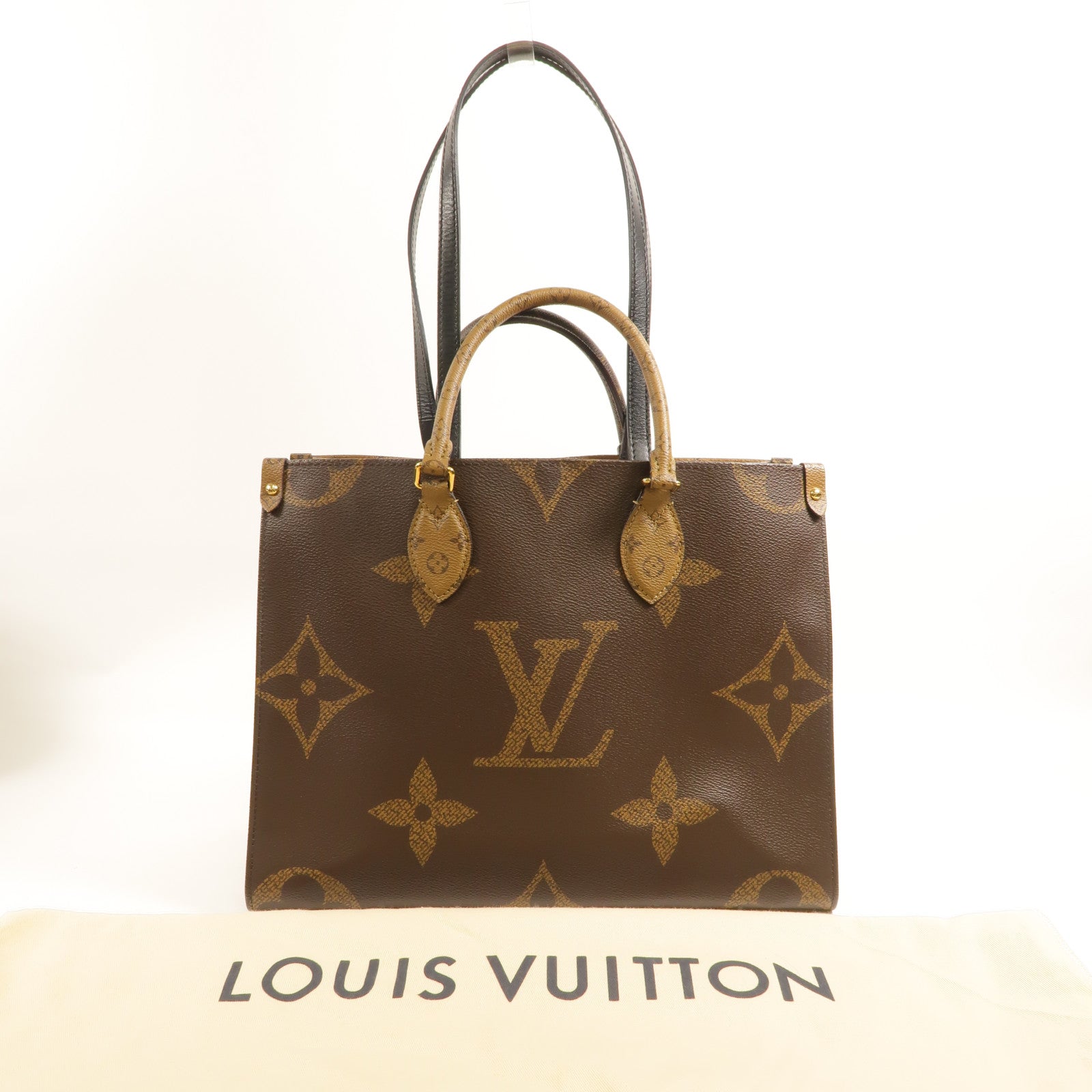LOUIS VUITTON Monogram Giant On The Go MM金扣手挽肩背兩用袋