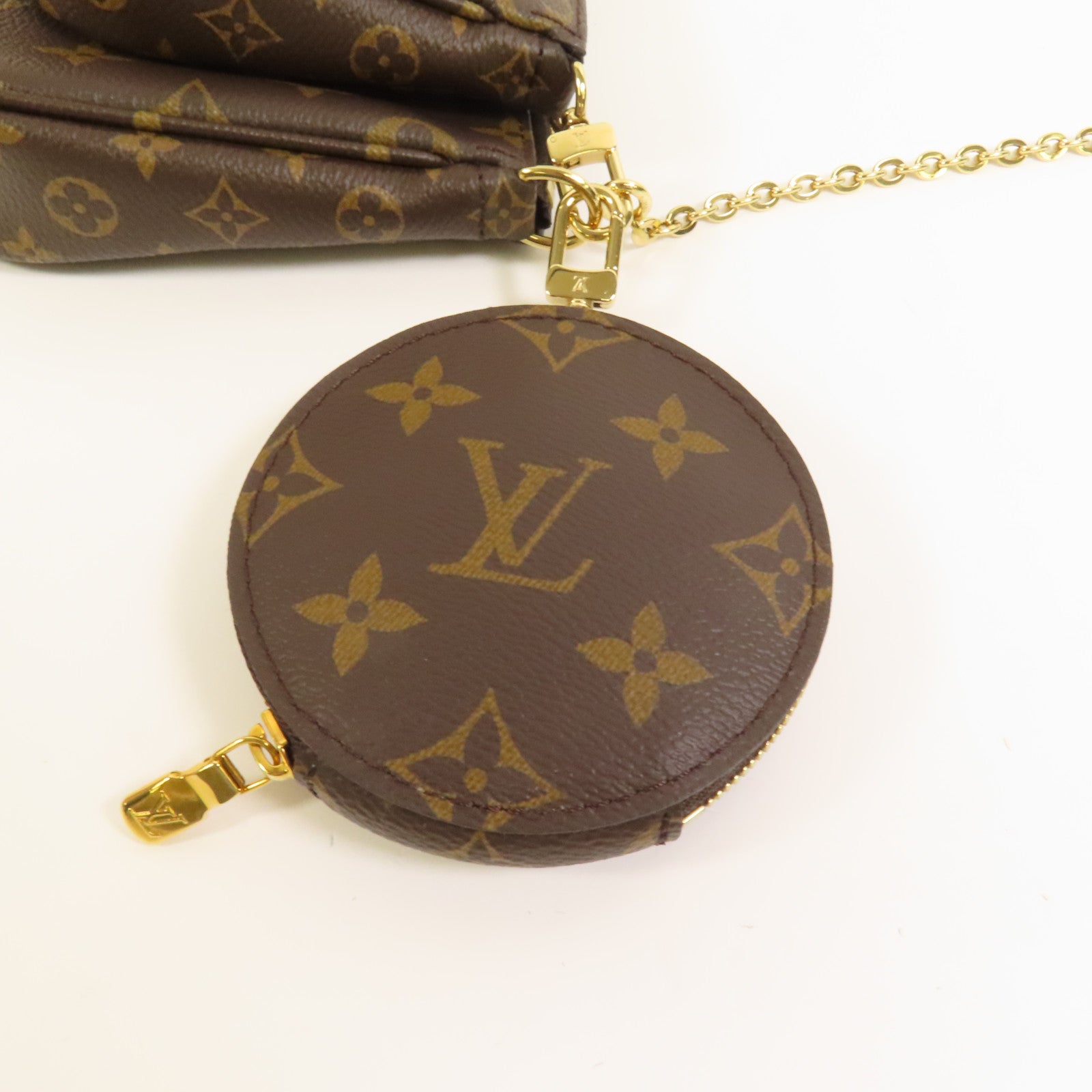 LOUIS VUITTON Monogram Multi Pochette Accessoires金扣手挽肩背兩用袋棕色