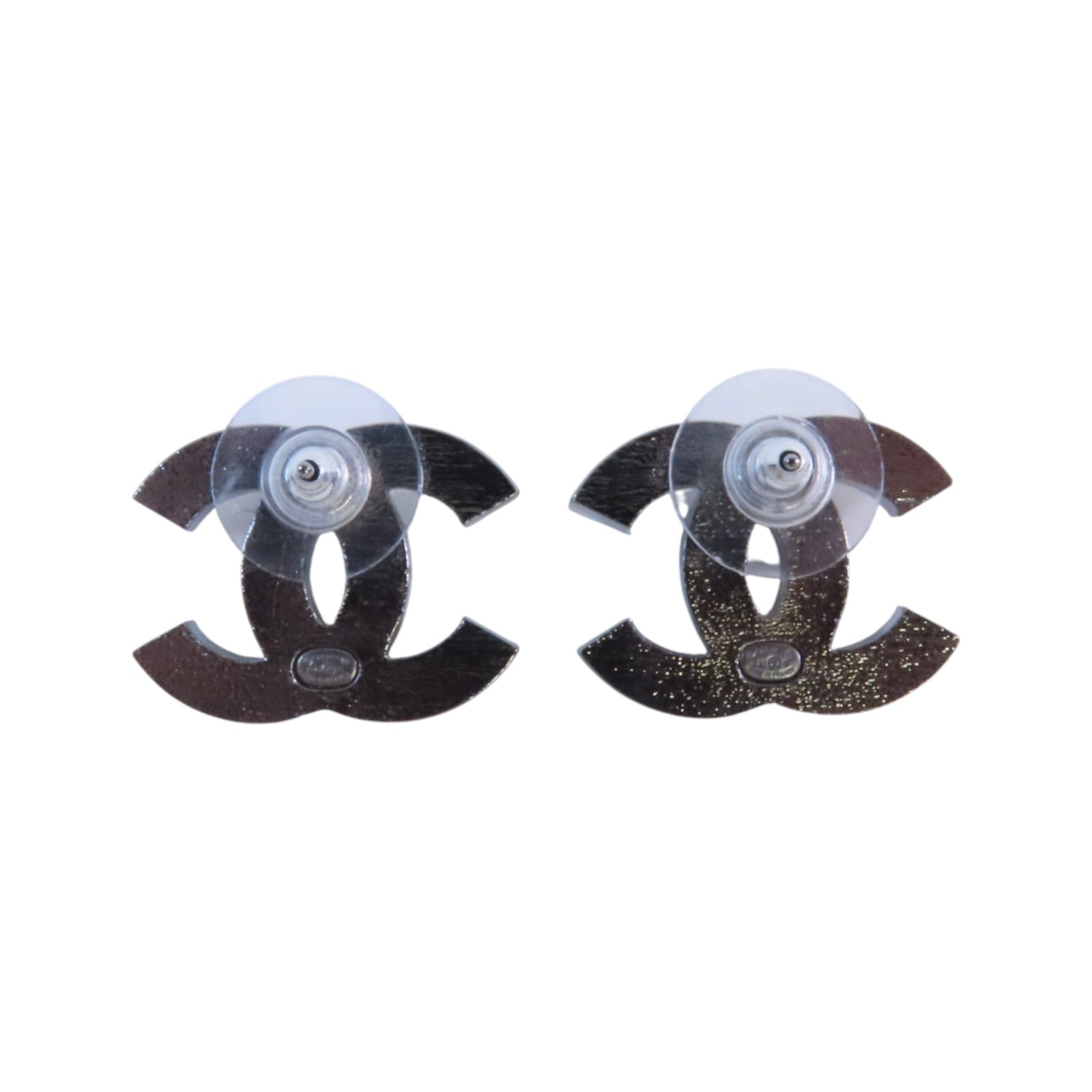 CHANEL 金屬/水鑽CC Earrings銀扣耳環