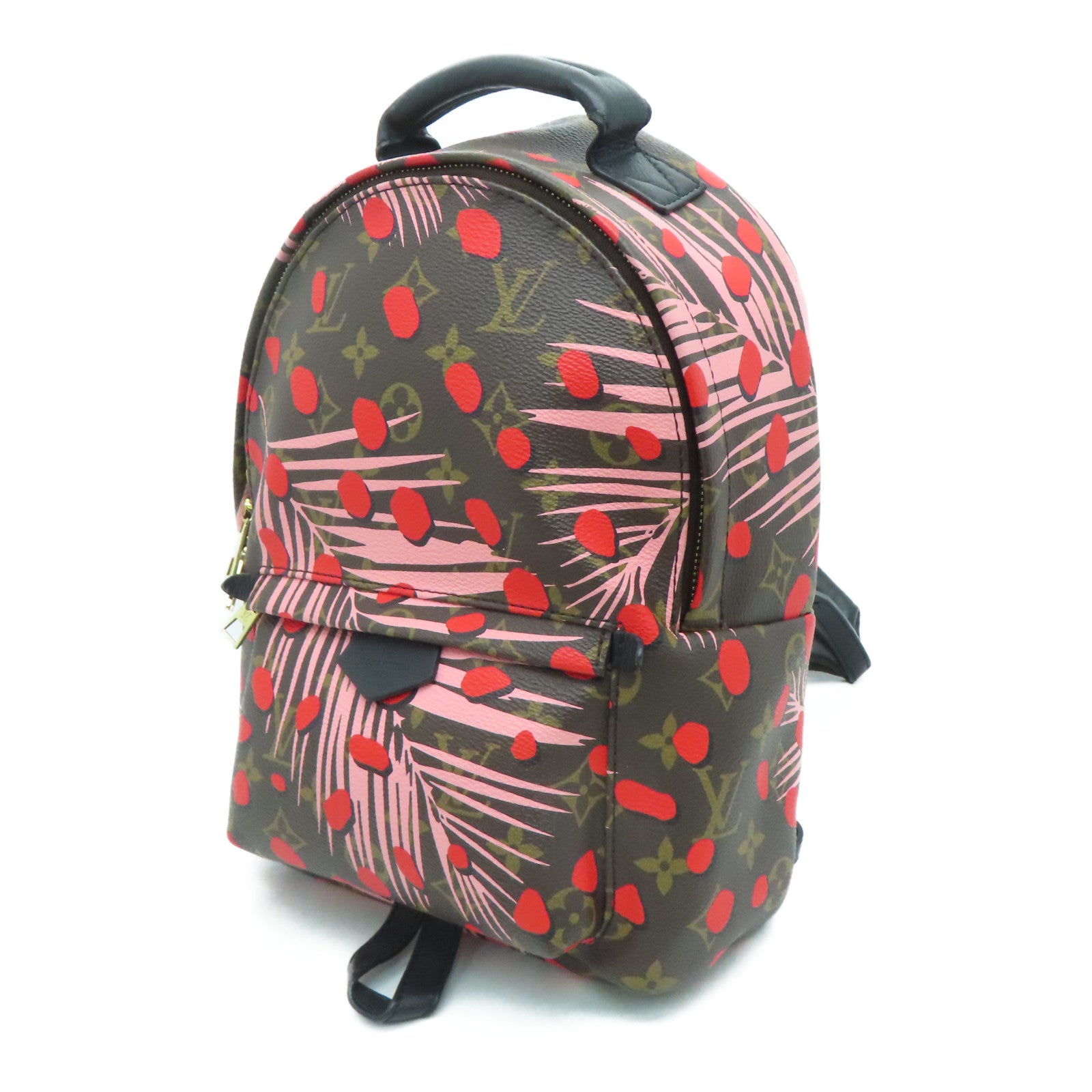 LOUIS VUITTON Monogram Jungle Dot Palm Spring PM金扣背包啡色粉红色