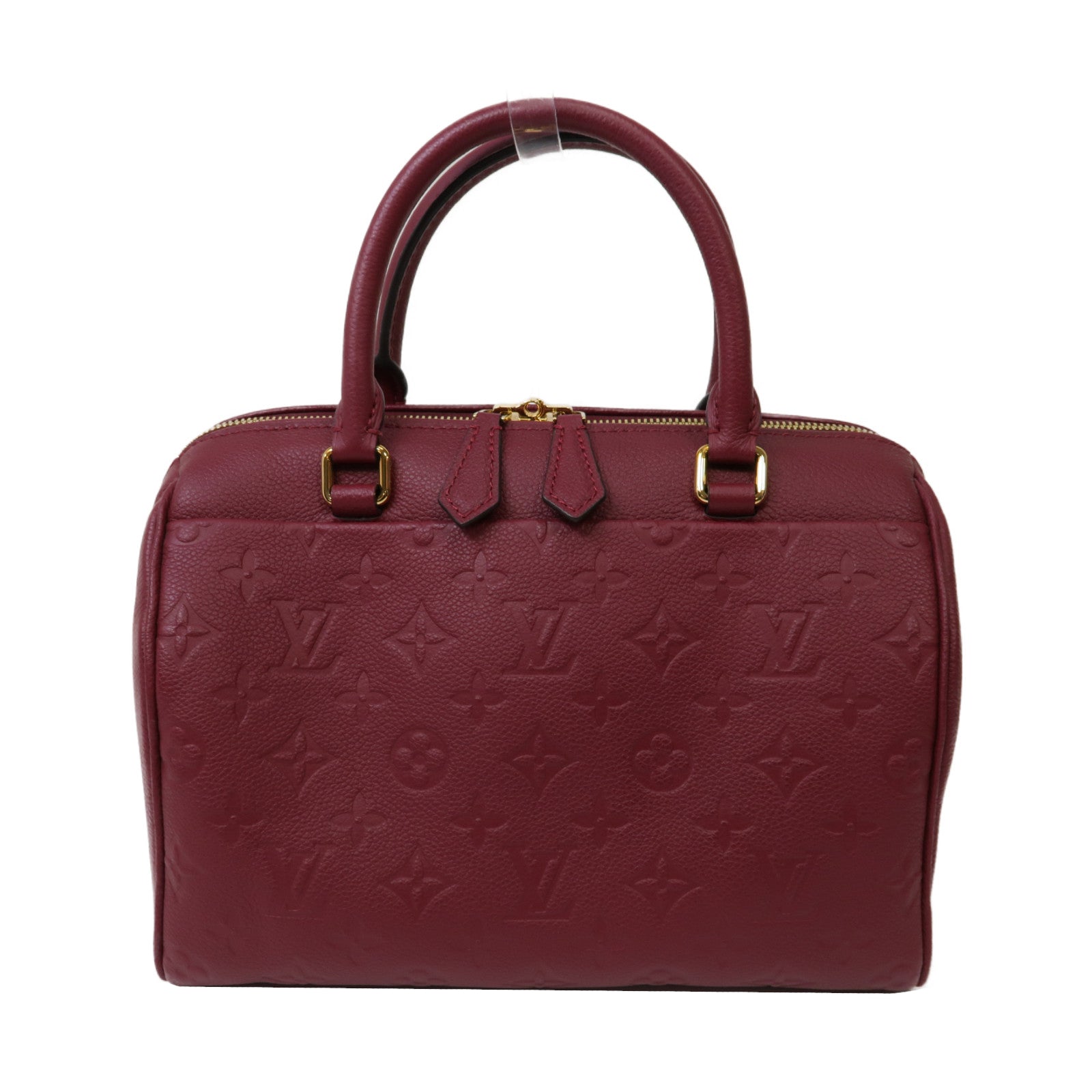 LOUIS VUITTON Monogram Empreinte Speedy Bandouliere 30金扣手挽肩背兩用袋紫紅色
