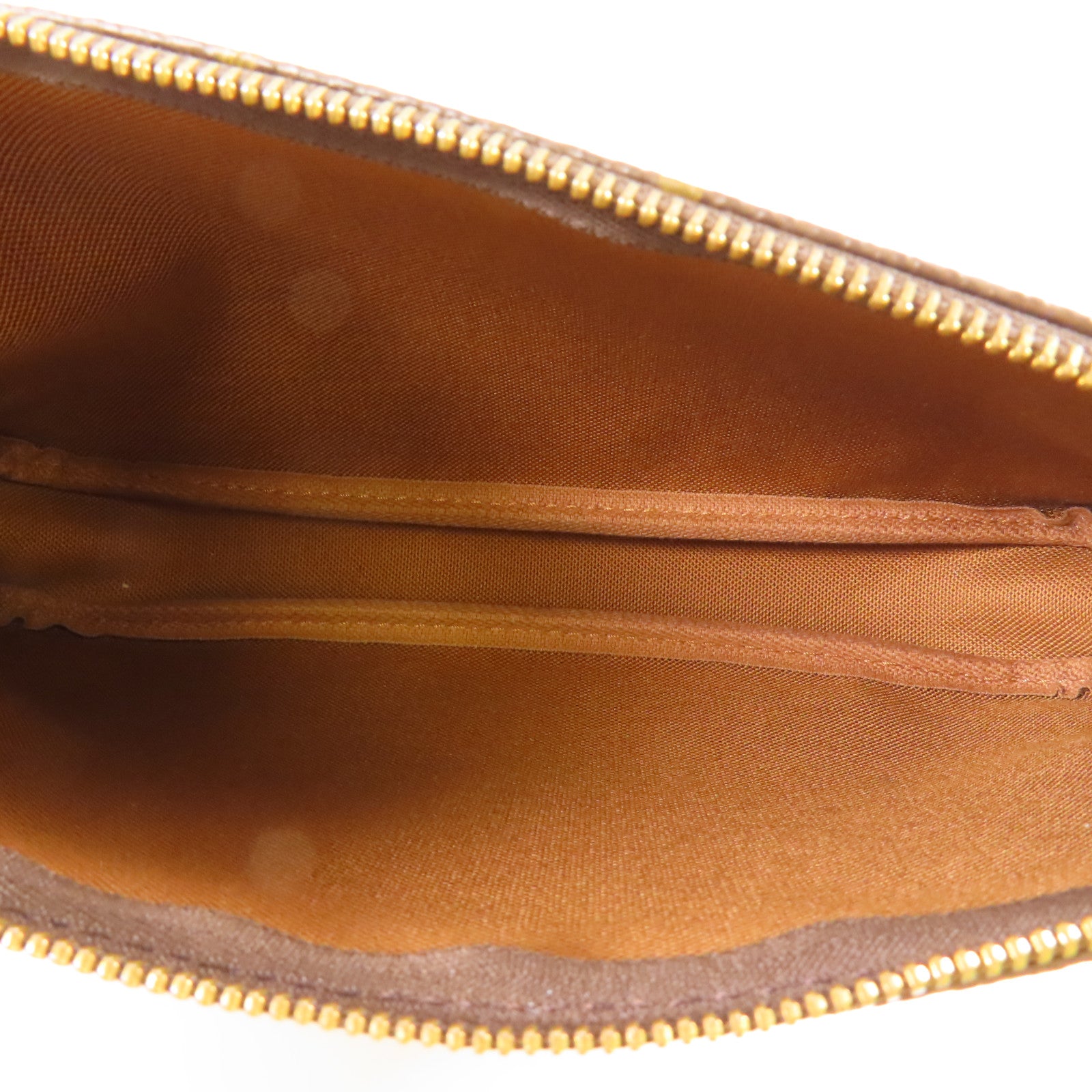 LOUIS VUITTON Monogram Pochette Accessoires金扣手挽袋棕色