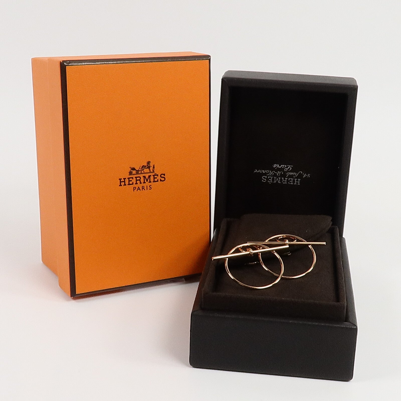 HERMES 18K玫瑰金Loop Earrings耳環