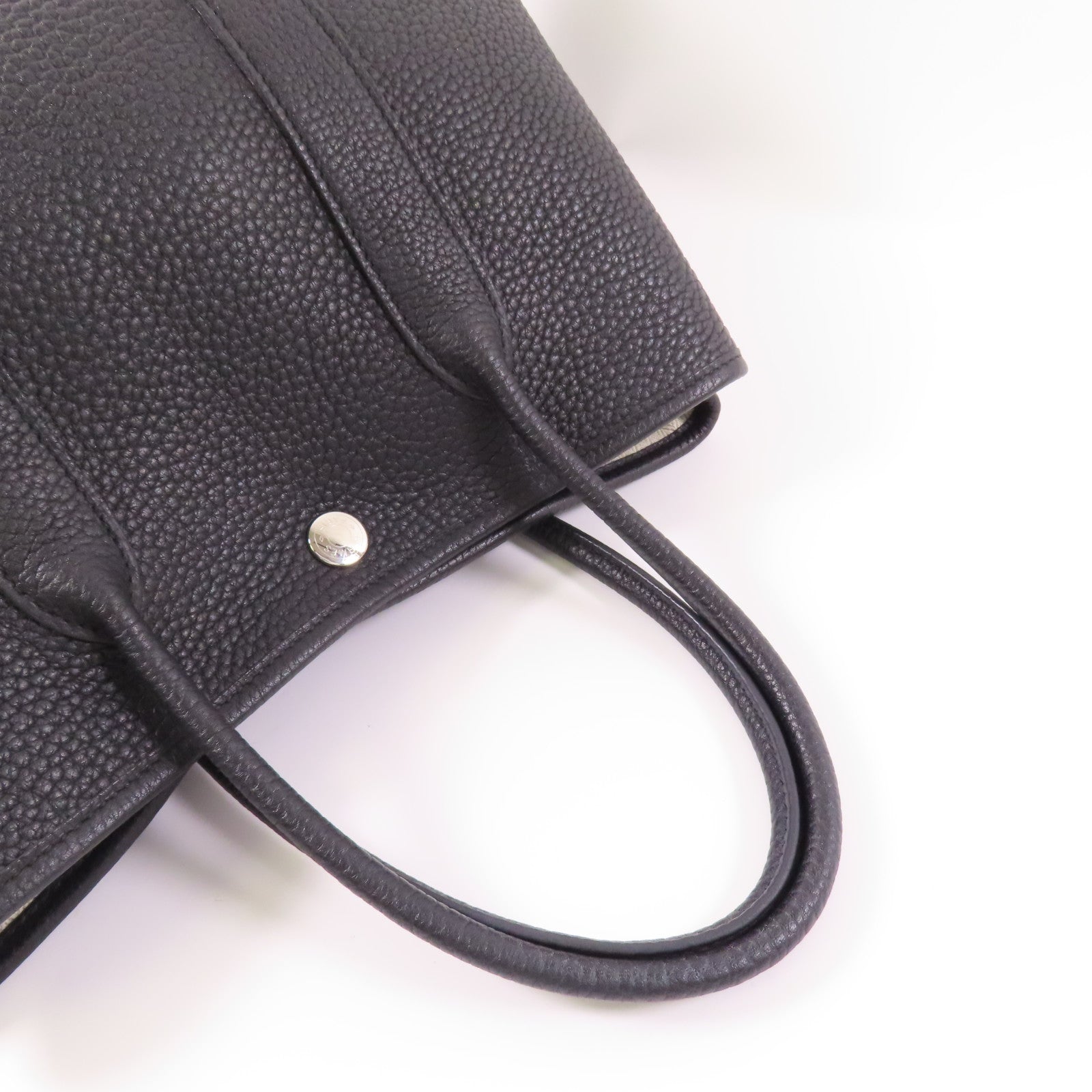 HERMES Negonda皮革Garden Party TPM銀扣手挽袋Noir