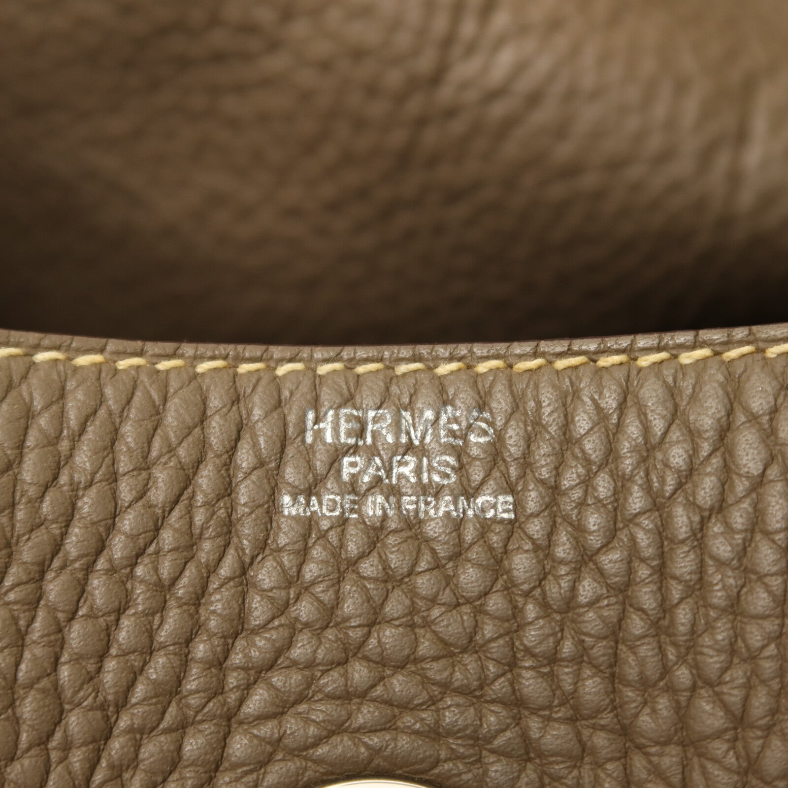 HERMES Clemence皮革Lindy 34銀扣手挽肩背兩用袋Etoupe