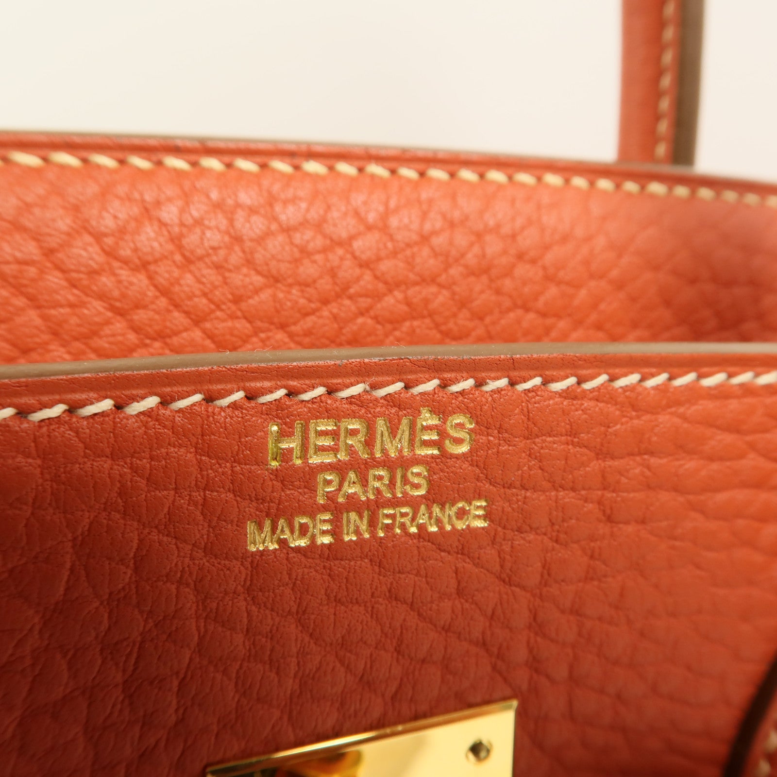 HERMES Fjord皮革Birkin 35手挽袋Sanguine