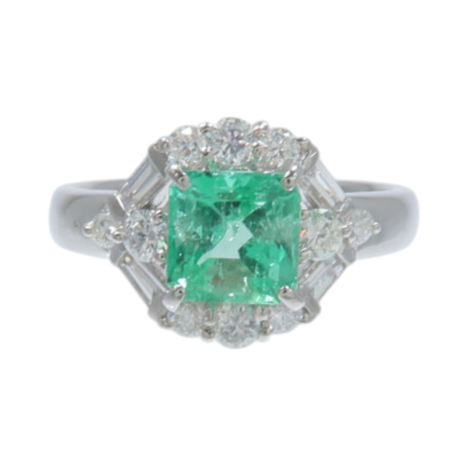 JEWELRY PT900鉑金Emerald Diamond Ring綠寶石/鑽石戒指