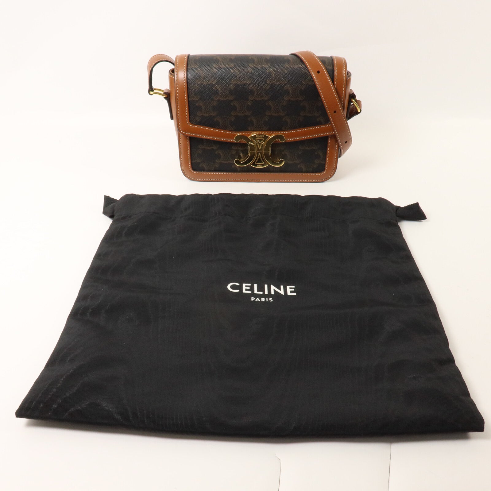 CELINE 塗層帆布Teen Triomphe肩背袋