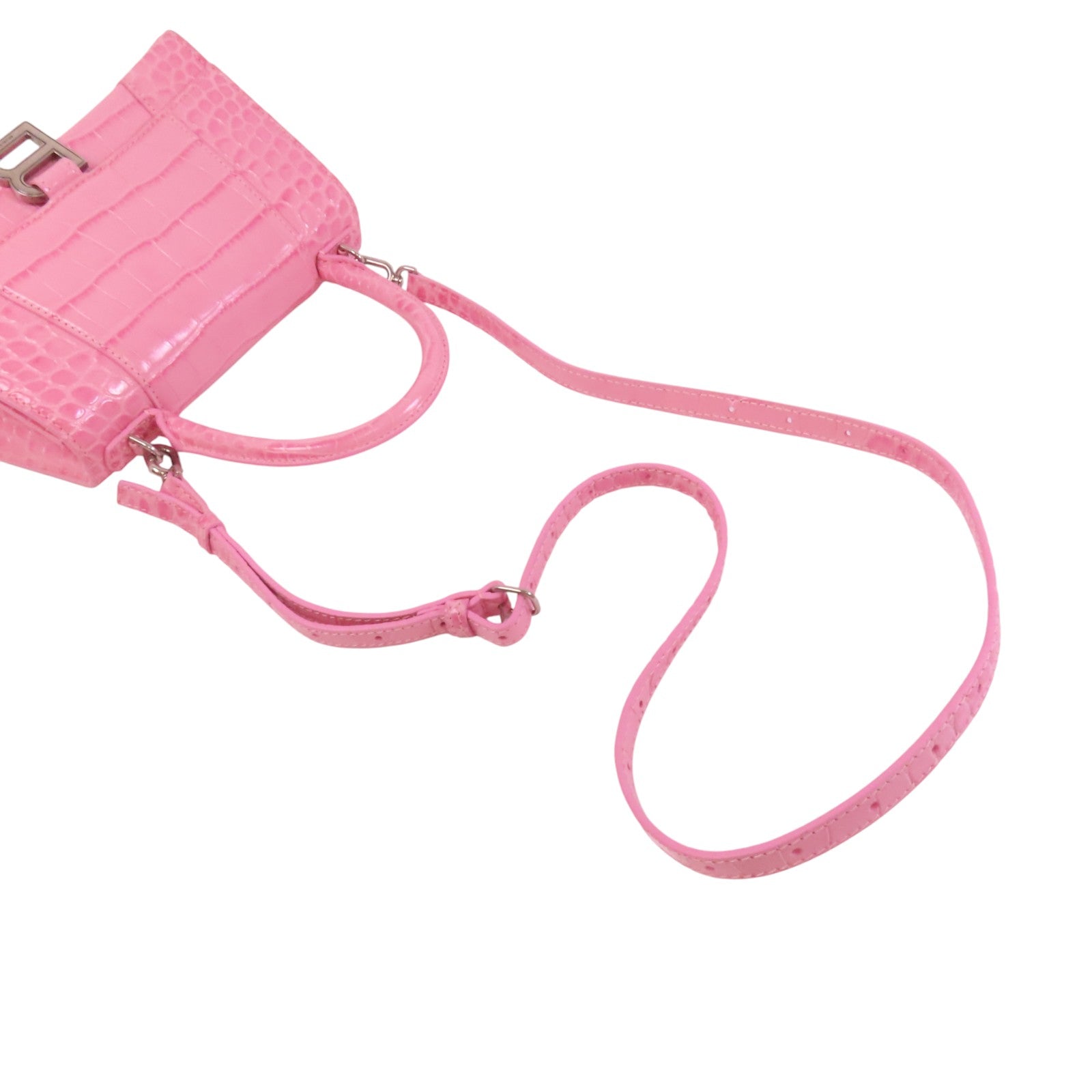 BALENCIAGA 牛皮皮革Hourglass Small銀扣手挽肩背袋