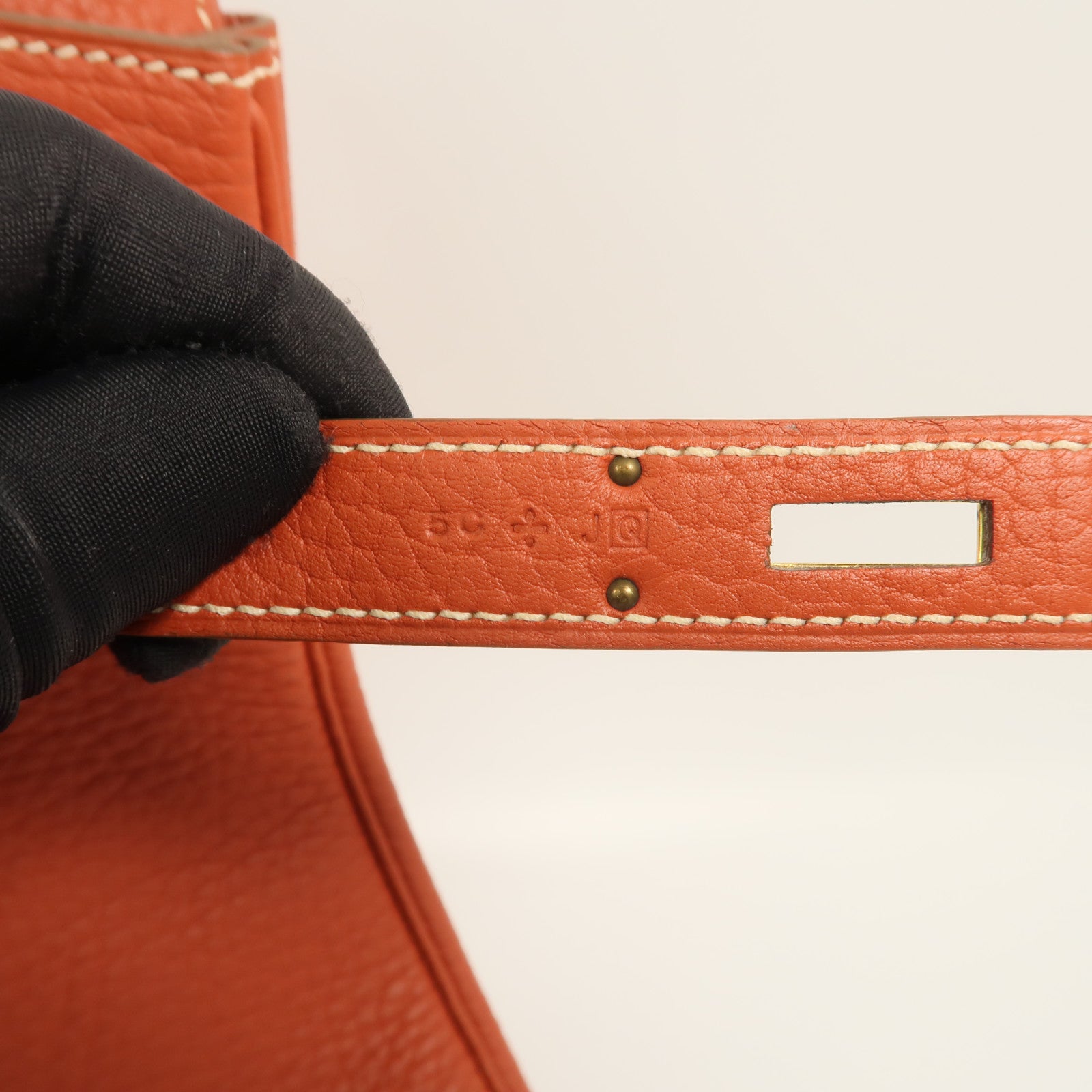 HERMES Fjord皮革Birkin 35手挽袋Sanguine