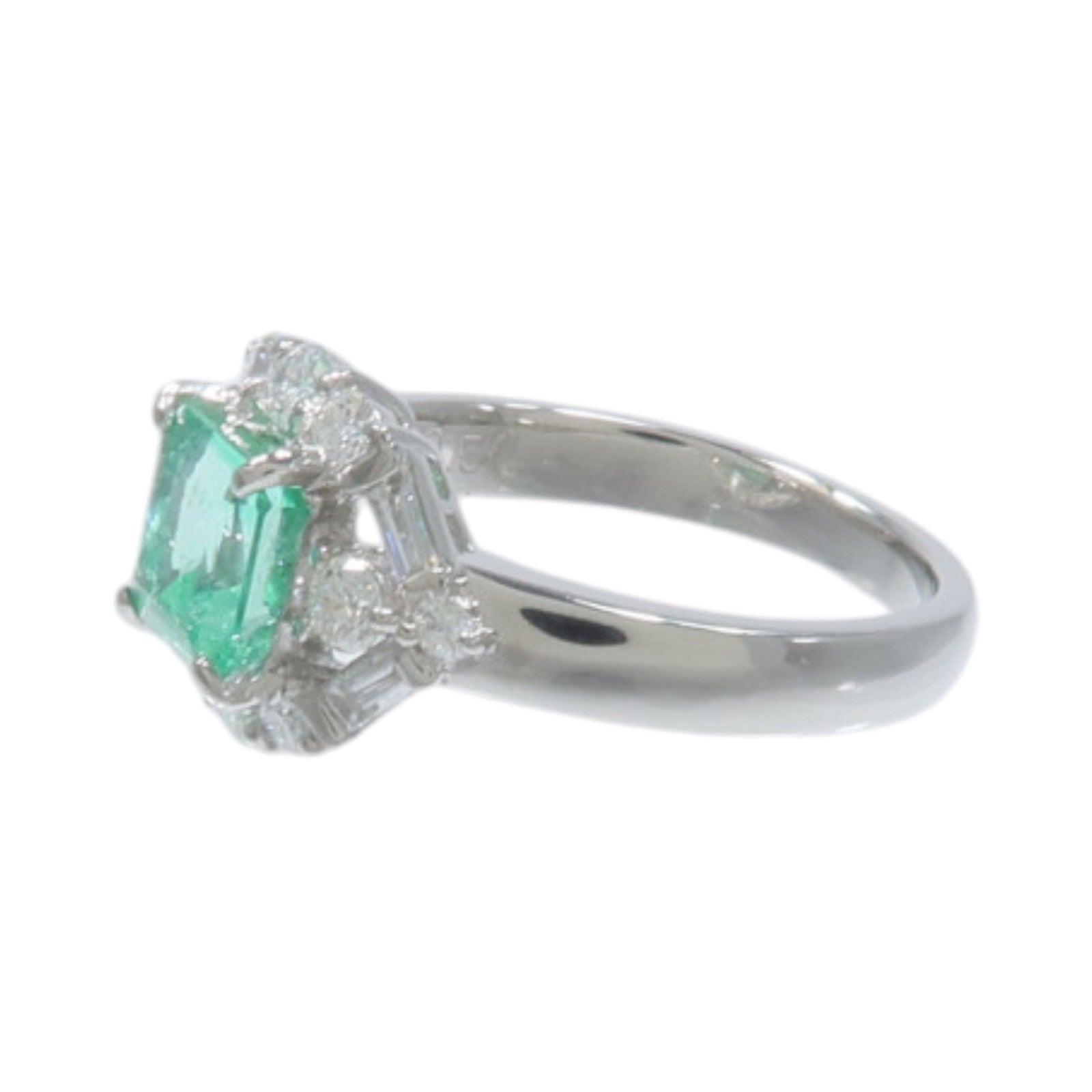 JEWELRY PT900鉑金Emerald Diamond Ring綠寶石/鑽石戒指