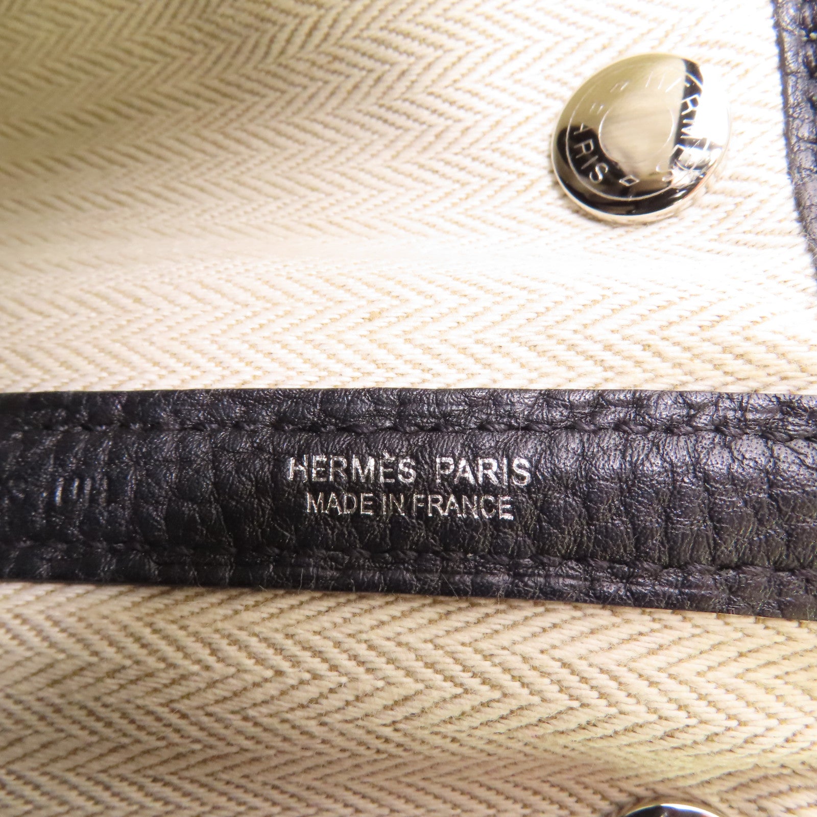 HERMES Negonda皮革Garden Party TPM銀扣手挽袋Noir