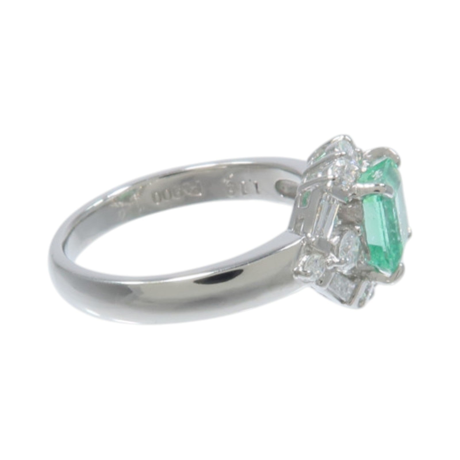 JEWELRY PT900鉑金Emerald Diamond Ring綠寶石/鑽石戒指