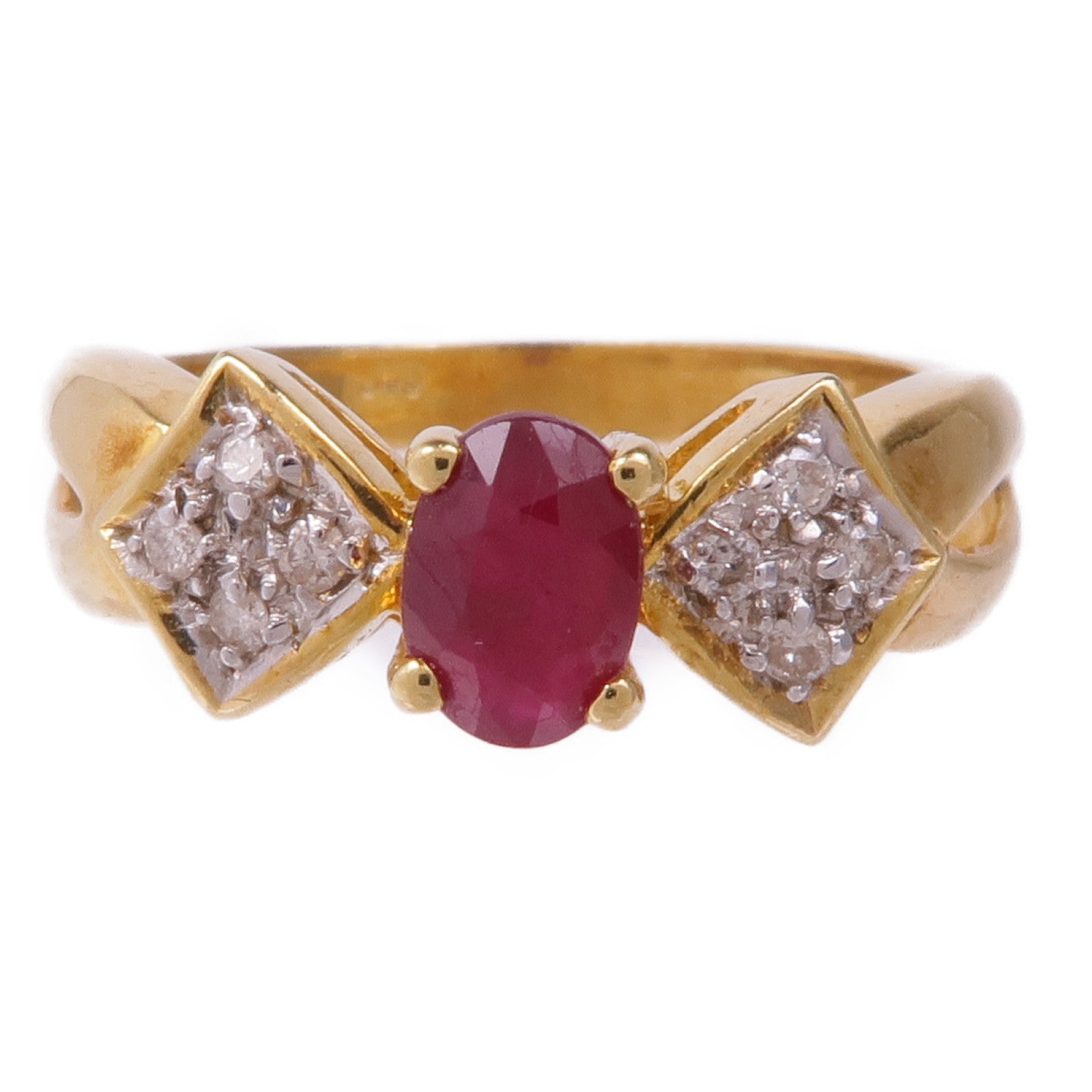 JEWELRY 18K黃金Ruby Diamond Ring紅寶石/鑽石戒指US#6.25