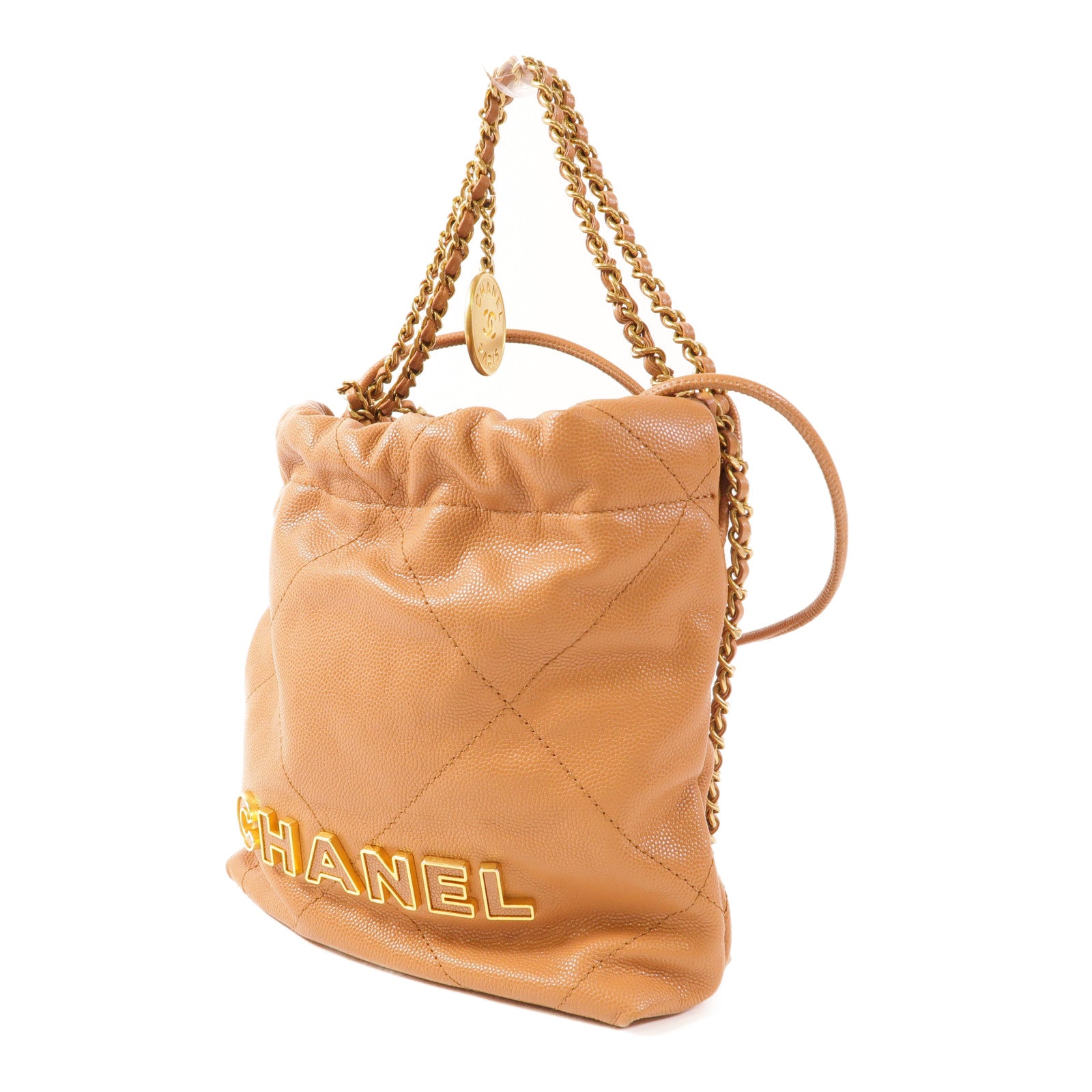 CHANEL 牛皮皮革C22 Mini金扣手挽肩背兩用袋