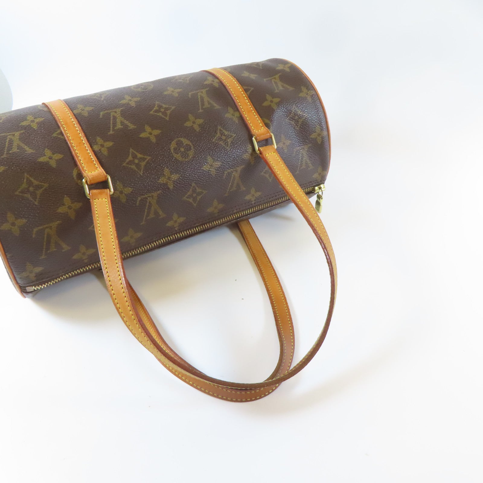 LOUIS VUITTON Monogram Papillon GM金扣手挽袋啡色