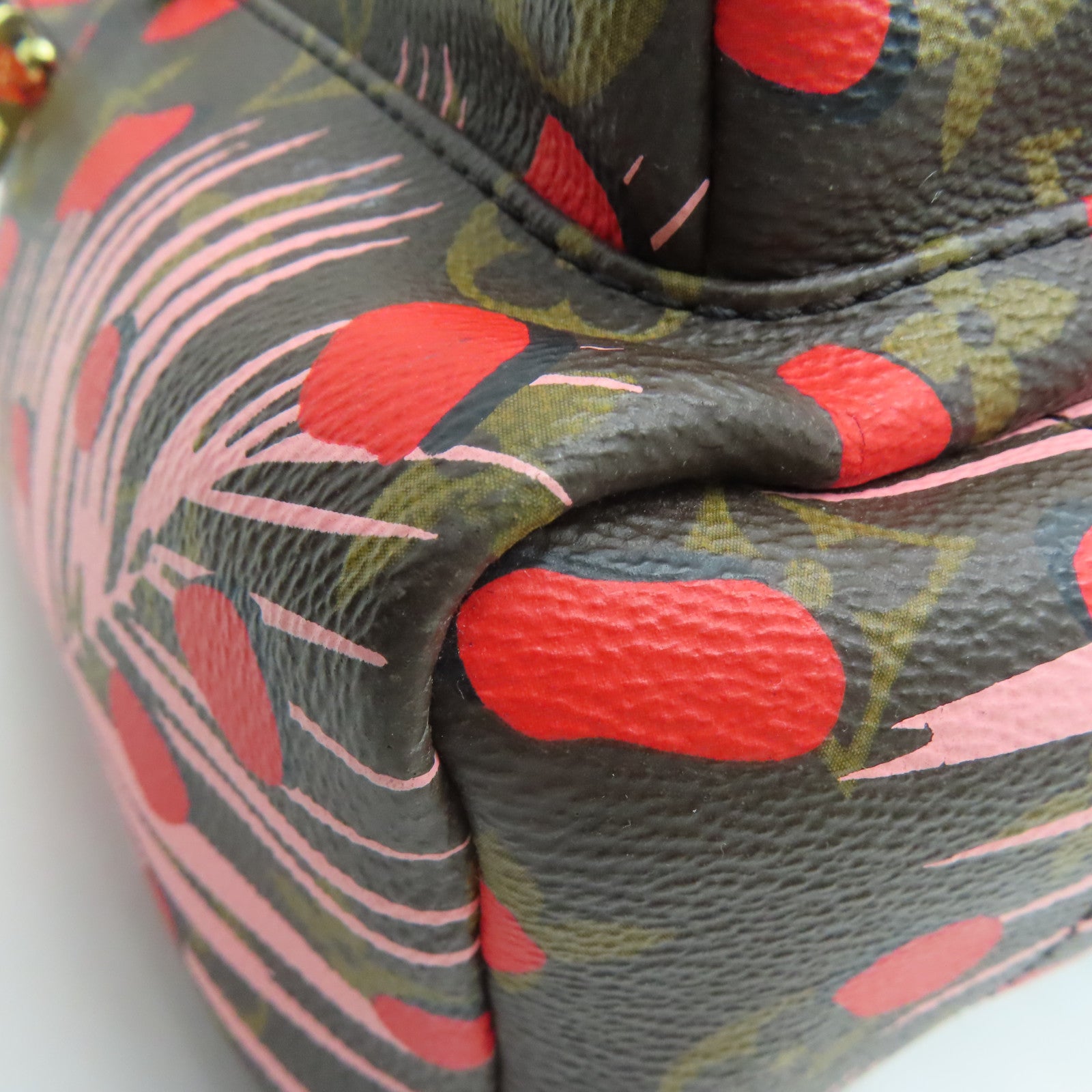LOUIS VUITTON Monogram Jungle Dot Palm Spring PM金扣背包啡色粉红色