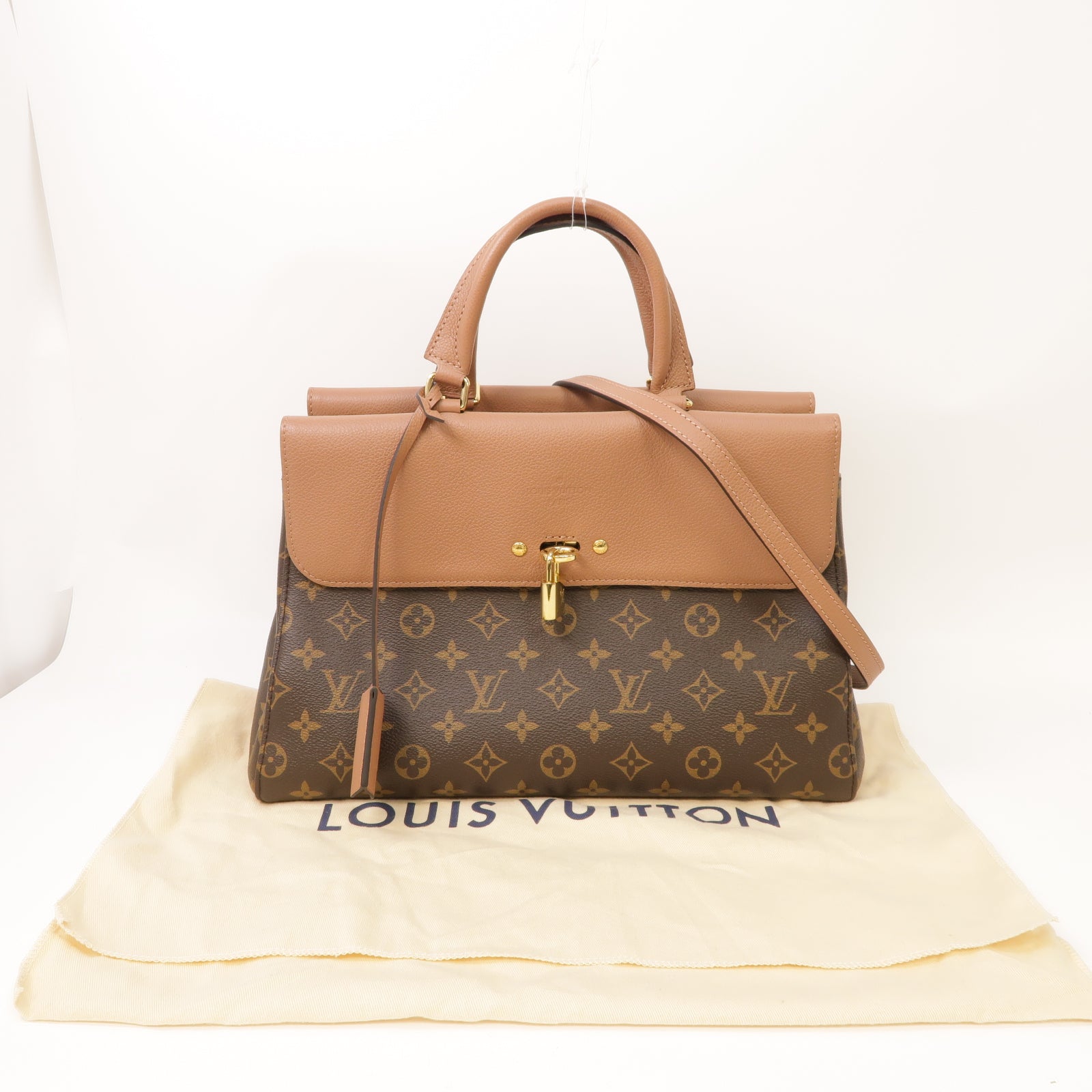 LOUIS VUITTON 【激減優惠】Monogram 2 Way Shoulder Bag金扣手挽肩背兩用袋啡色