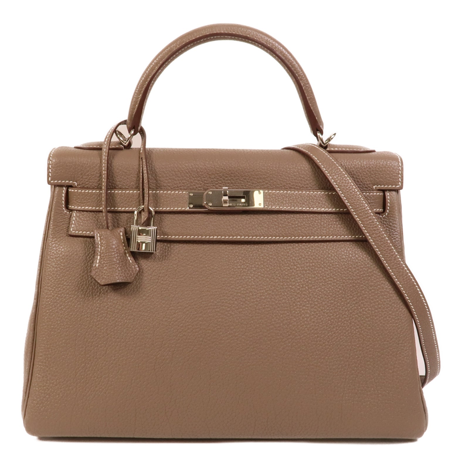 HERMES Togo皮革Kelly 32手挽肩背兩用袋Etoupe