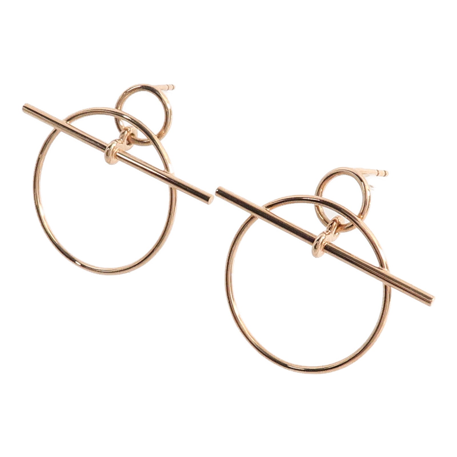 HERMES 18K玫瑰金Loop Earrings耳環